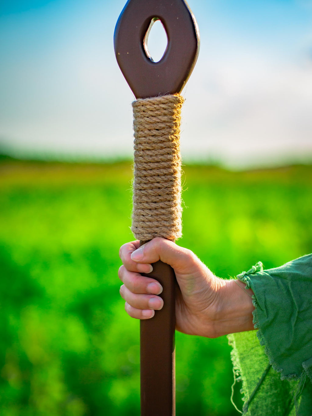 Celestial Ellipse Staff – Wooden Druid Staff, Handmade Fantasy Prop, Mystical Nature Decor, Cosmic Ritual Wand, Forest Magic