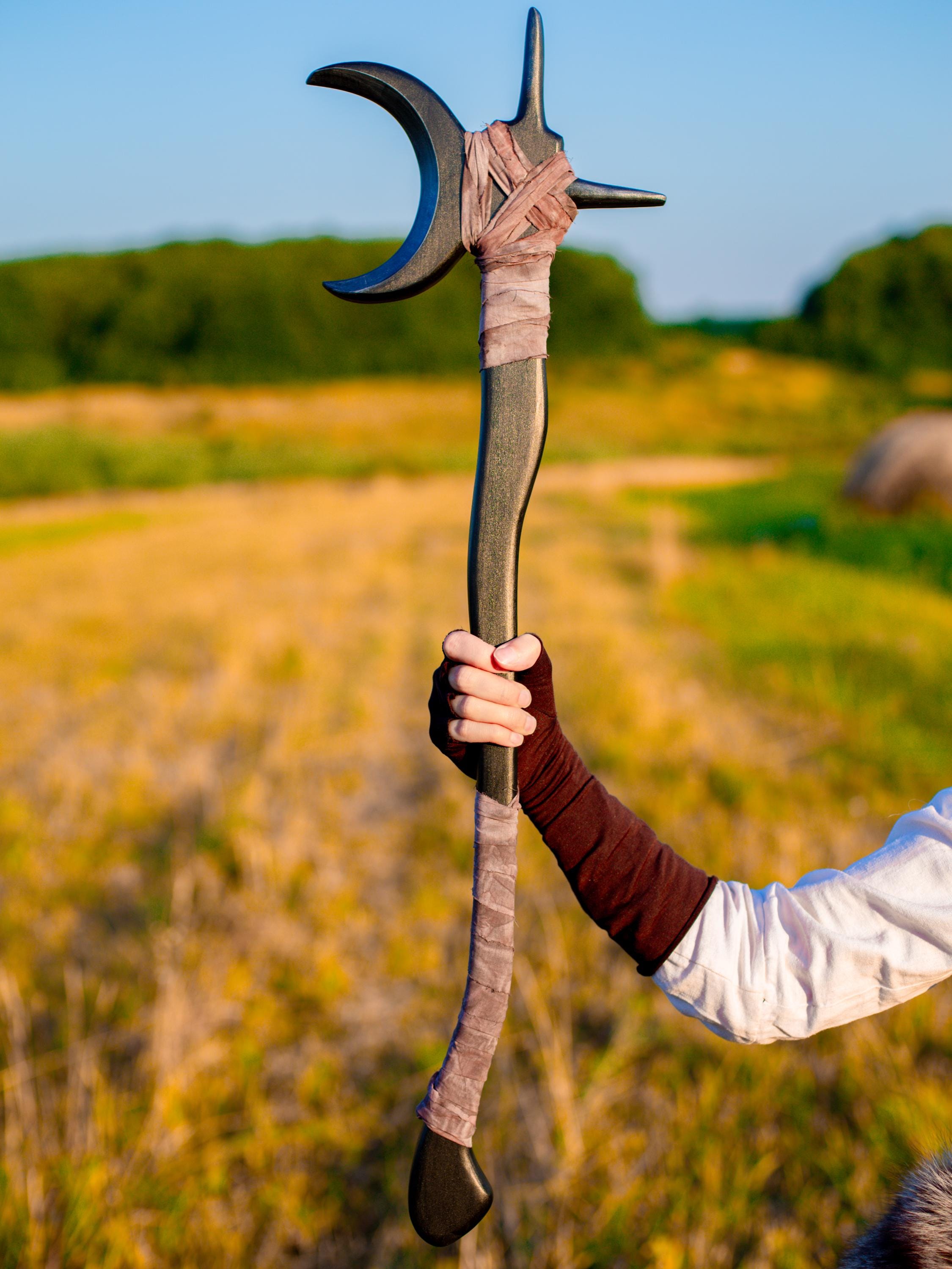 Druidic Ritual Axe – Handcrafted Wooden Relic, Nature’s Power Tool, Sacred Grove Weapon, Fantasy Magic Prop