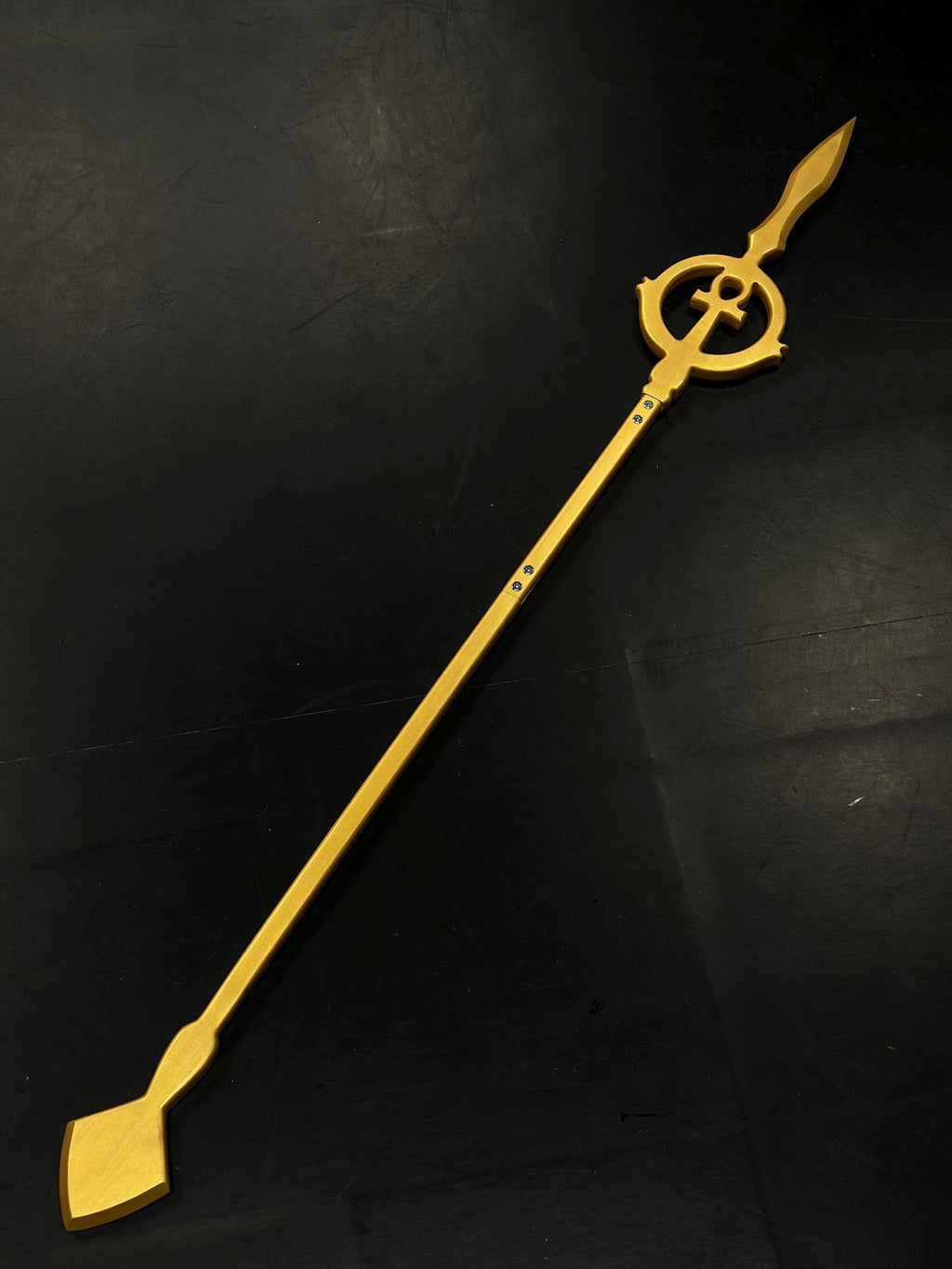 The Pharaoh’s Sun Spear – Handcrafted Wooden Egyptian Prop, Pharaoh Ritual Cane, Ancient Symbol Decor, Fantasy Costume Accessory, Ankh