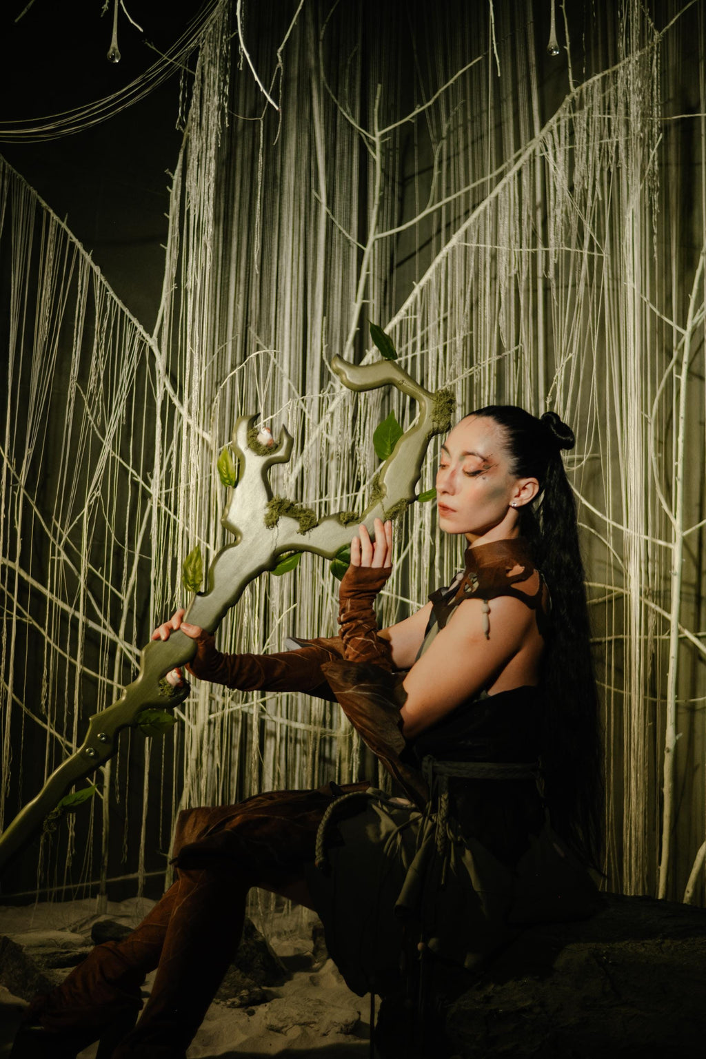 Druid Staff – The Woodland Haven, Forest Guardian Stave With Little Birds, Fantasy Wizard Prop