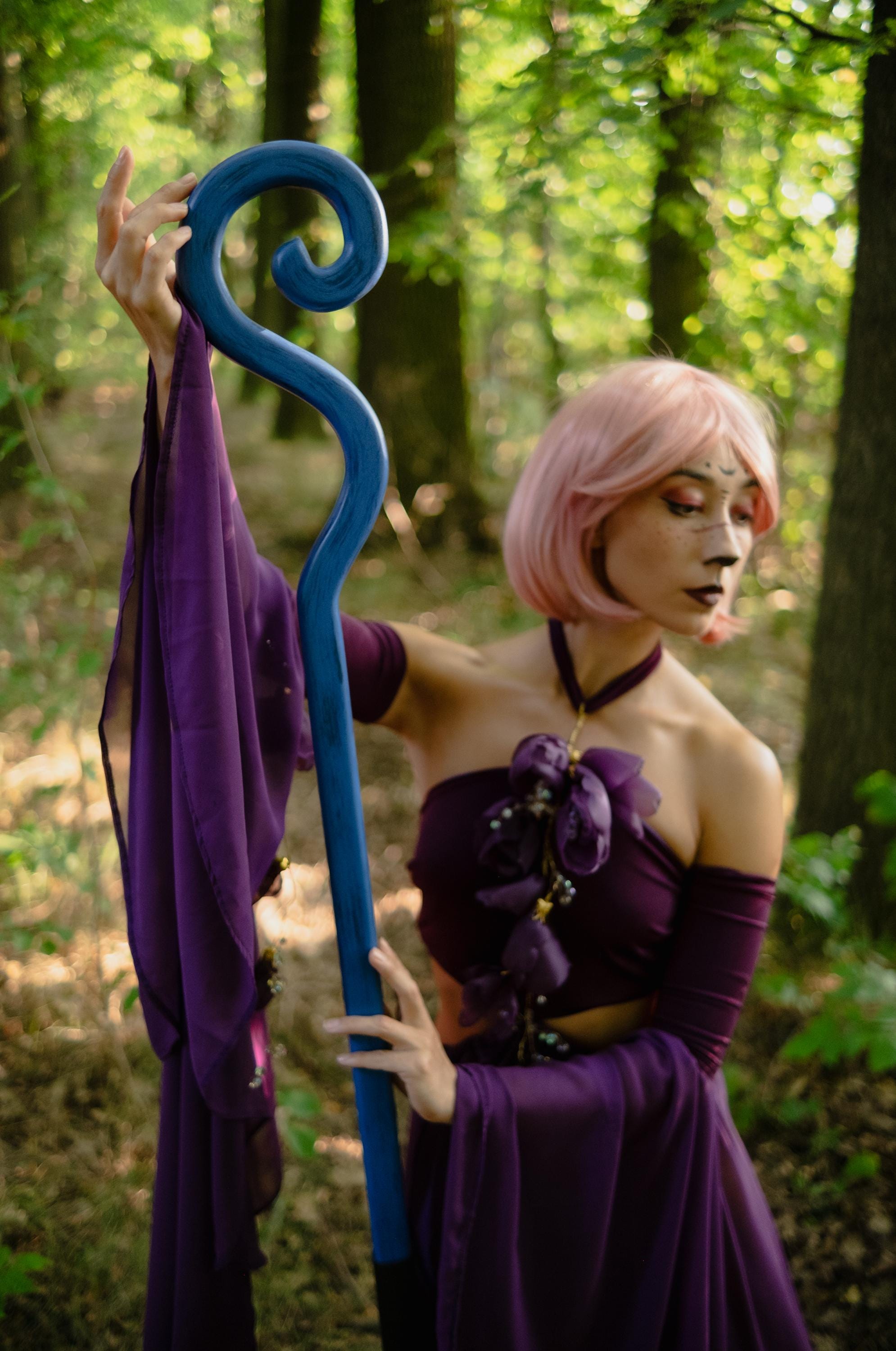 Fantasy Wooden Staff “Whirling Tides” – Blue Magic Cosplay Prop, Wizard Staff, Handmade Magic Staff, Fantasy Costume