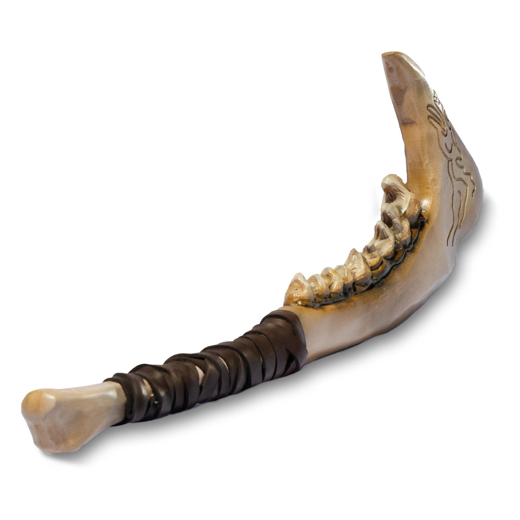 Bone Jawblade Ritual Weapon, Cosplay, Tribal Warriors, Shamans, Dark Fantasy Characters. – Handcrafted Prop with Carving & Teeth