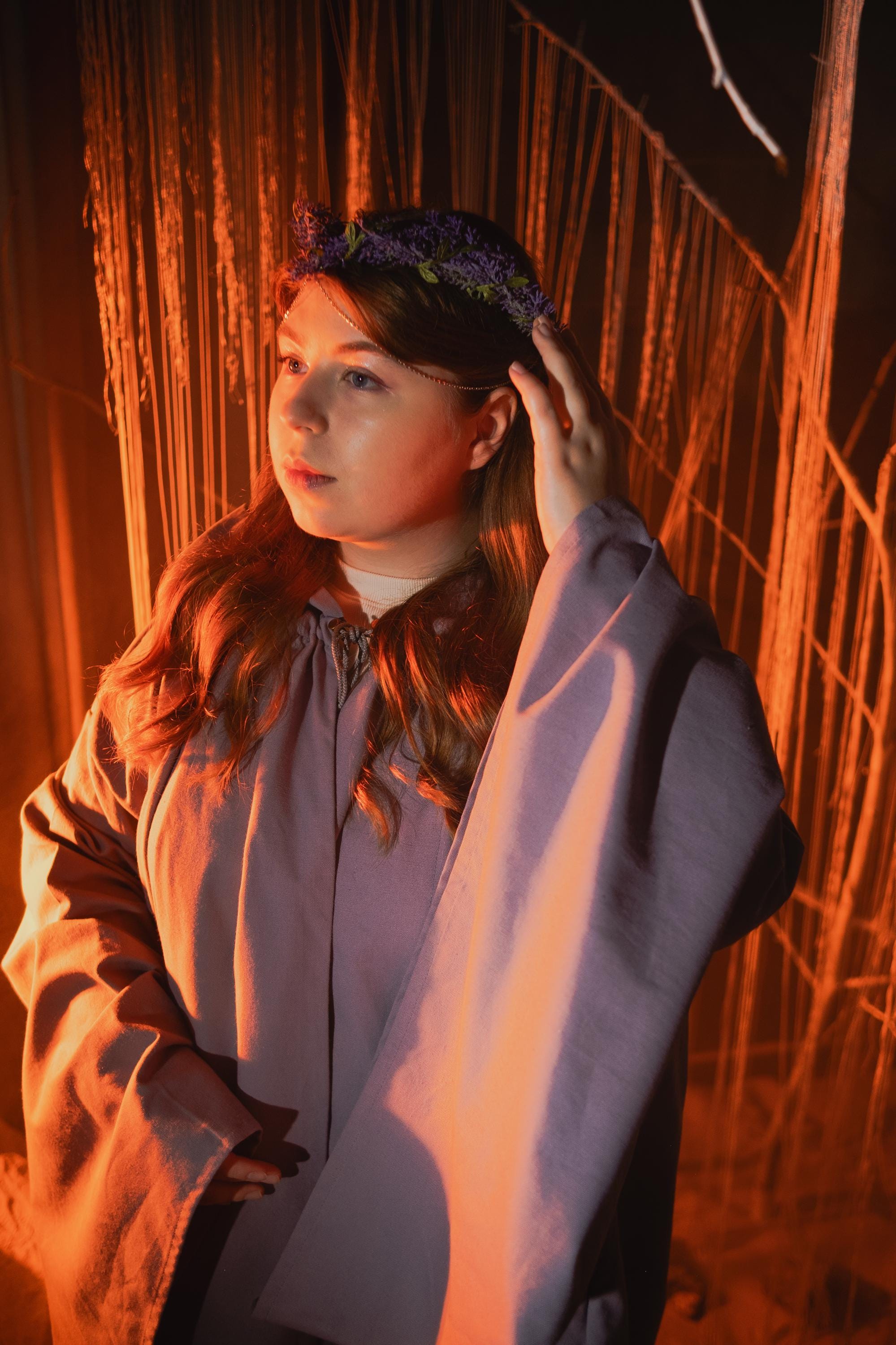 Lavender Cloak – Handmade Gray Lavender Hooded Cape, Unisex Fantasy Mantle for Elven, Renaissance Costume Robe, Custom Mage