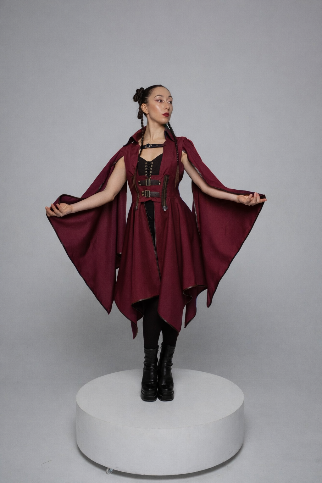 Steampunk Corset Dress with Detachable Sleeves – Fantasy Medieval Outfit in Multiple Colors