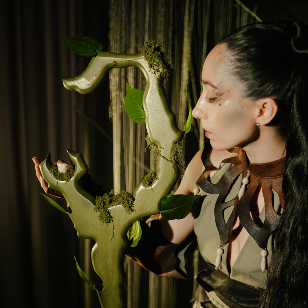 Druid Staff – The Woodland Haven, Forest Guardian Stave With Little Birds, Fantasy Wizard Prop