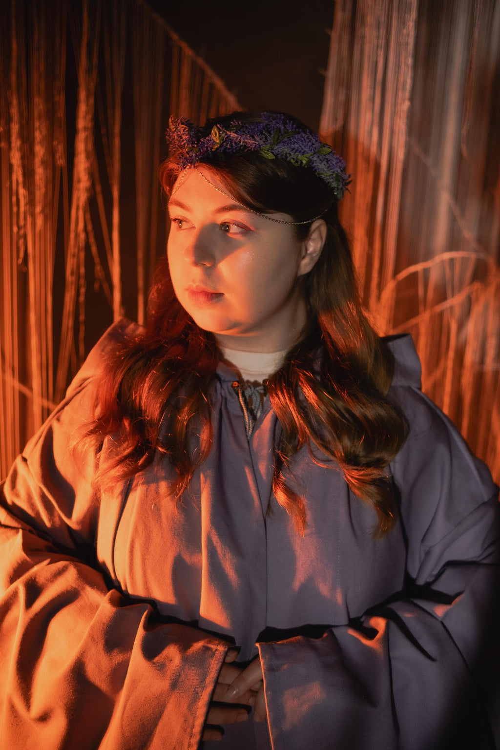 Lavender Cloak – Handmade Gray Lavender Hooded Cape, Unisex Fantasy Mantle for Elven, Renaissance Costume Robe, Custom Mage