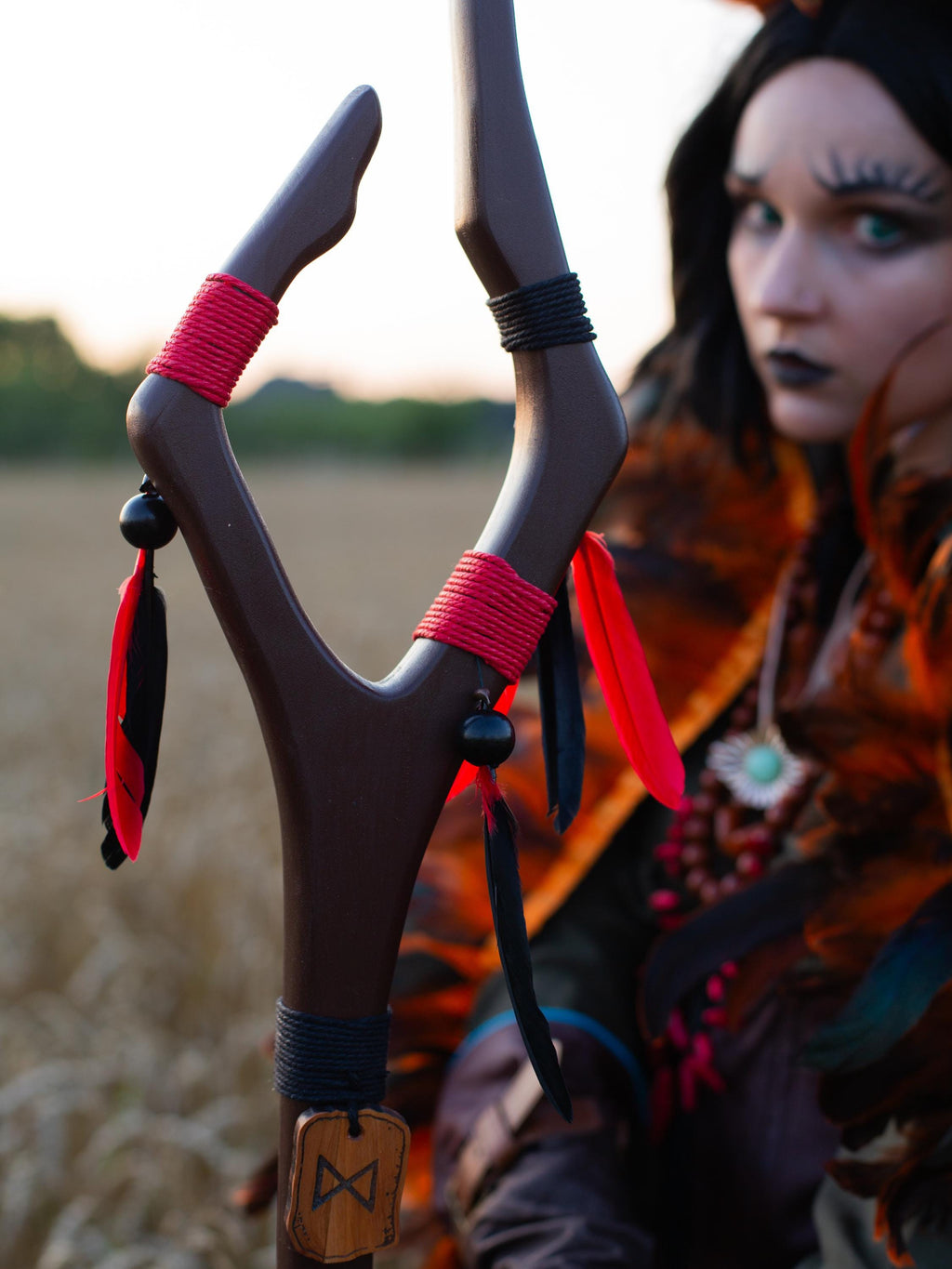 Runebind Shamanic Staff – Wooden Runeweaver’s Scepter, Handcrafted Alder Wand, Mystical Rune Rod, Fantasy Cosplay Prop