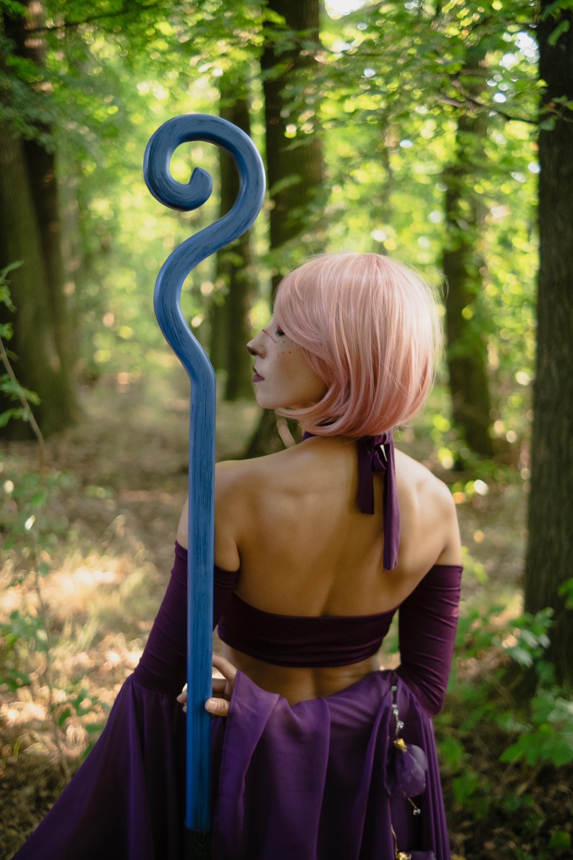 Fantasy Wooden Staff “Whirling Tides” – Blue Magic Cosplay Prop, Wizard Staff, Handmade Magic Staff, Fantasy Costume