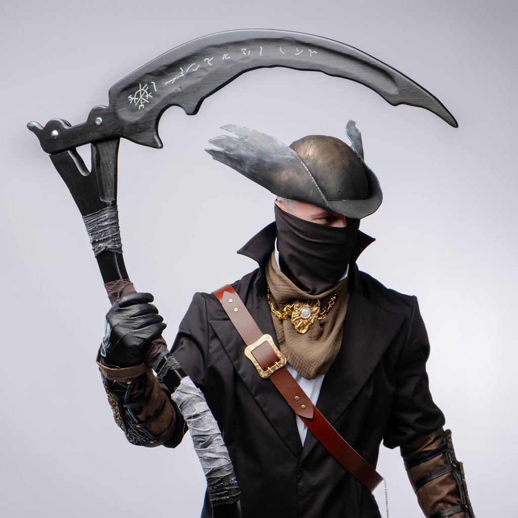 Dark Hunter’s Scythe –  Fantasy Handcrafted Crescent Prop, Wooden Gothic Staff, Inspired Collectible