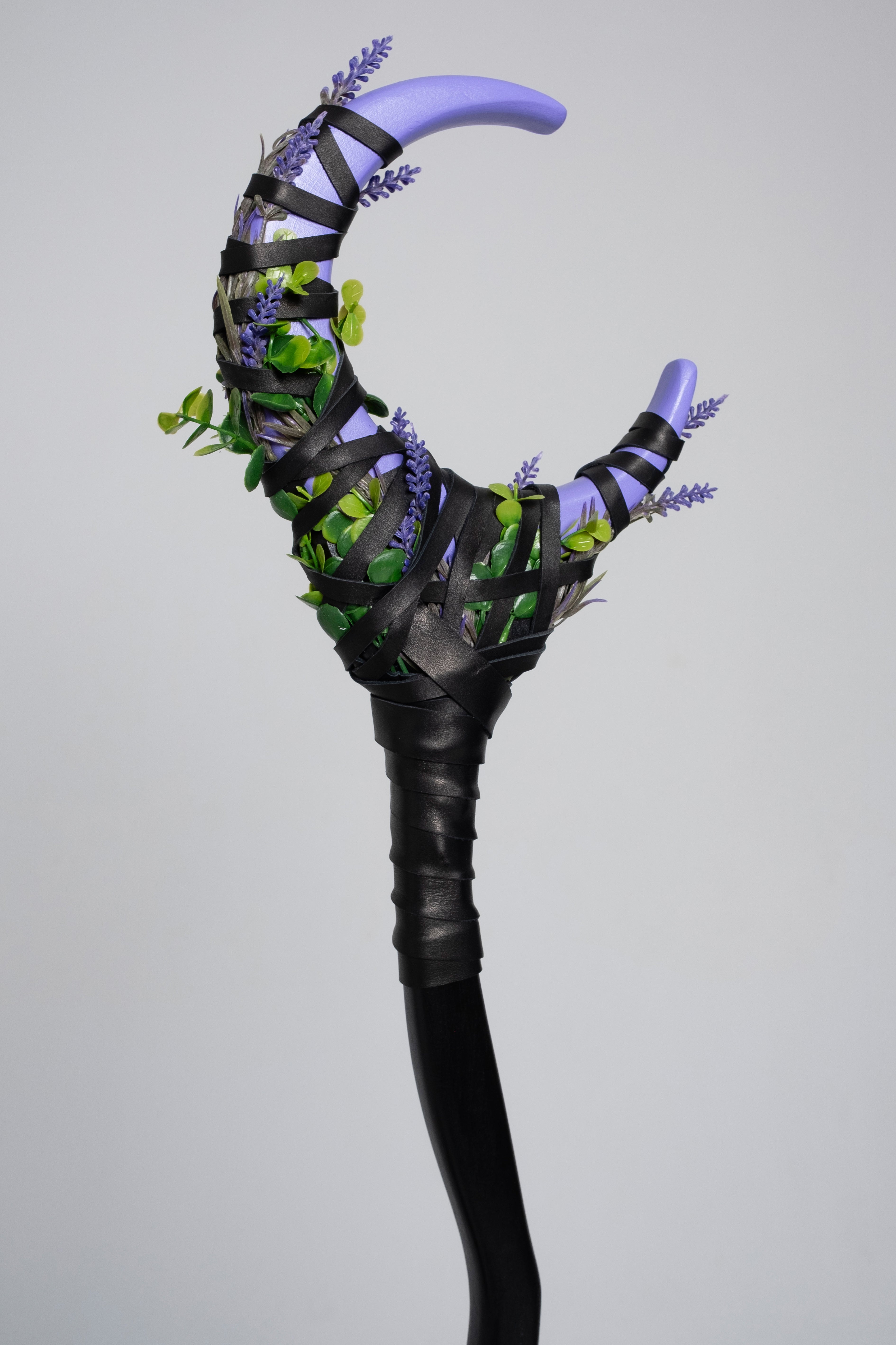 Pastel moon staff with crescent silhouette for fantasy costume
