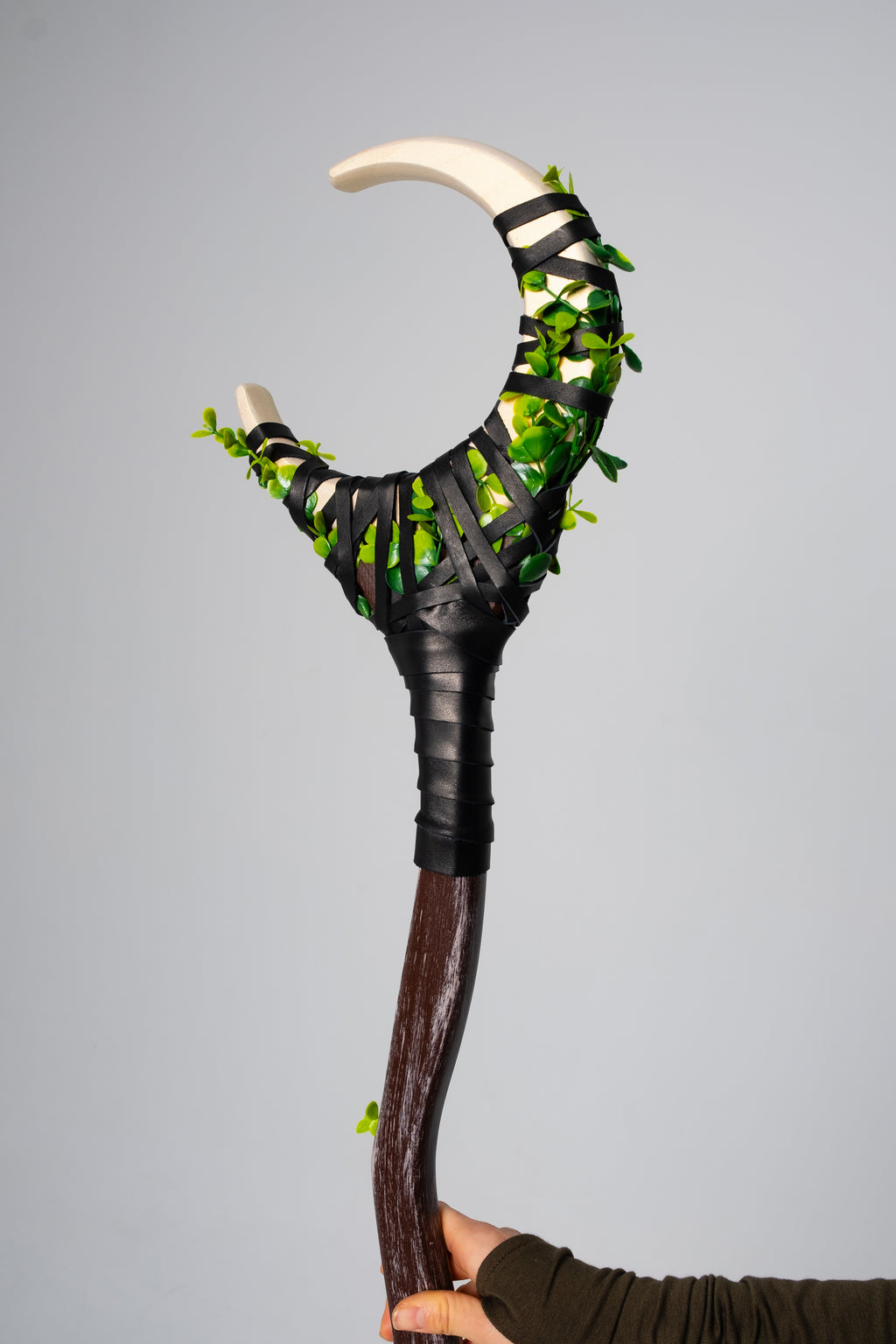 Classic Crescent Moon Staff handmade for fantasy styling