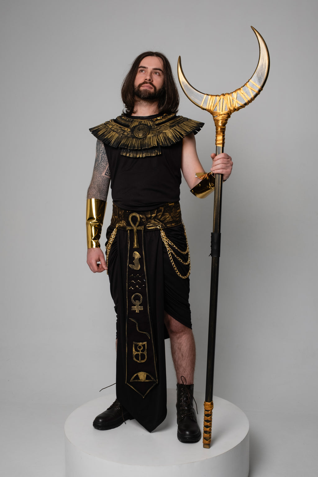 lack and Gold Egyptian Temple Staff with dramatic ceremonial look
