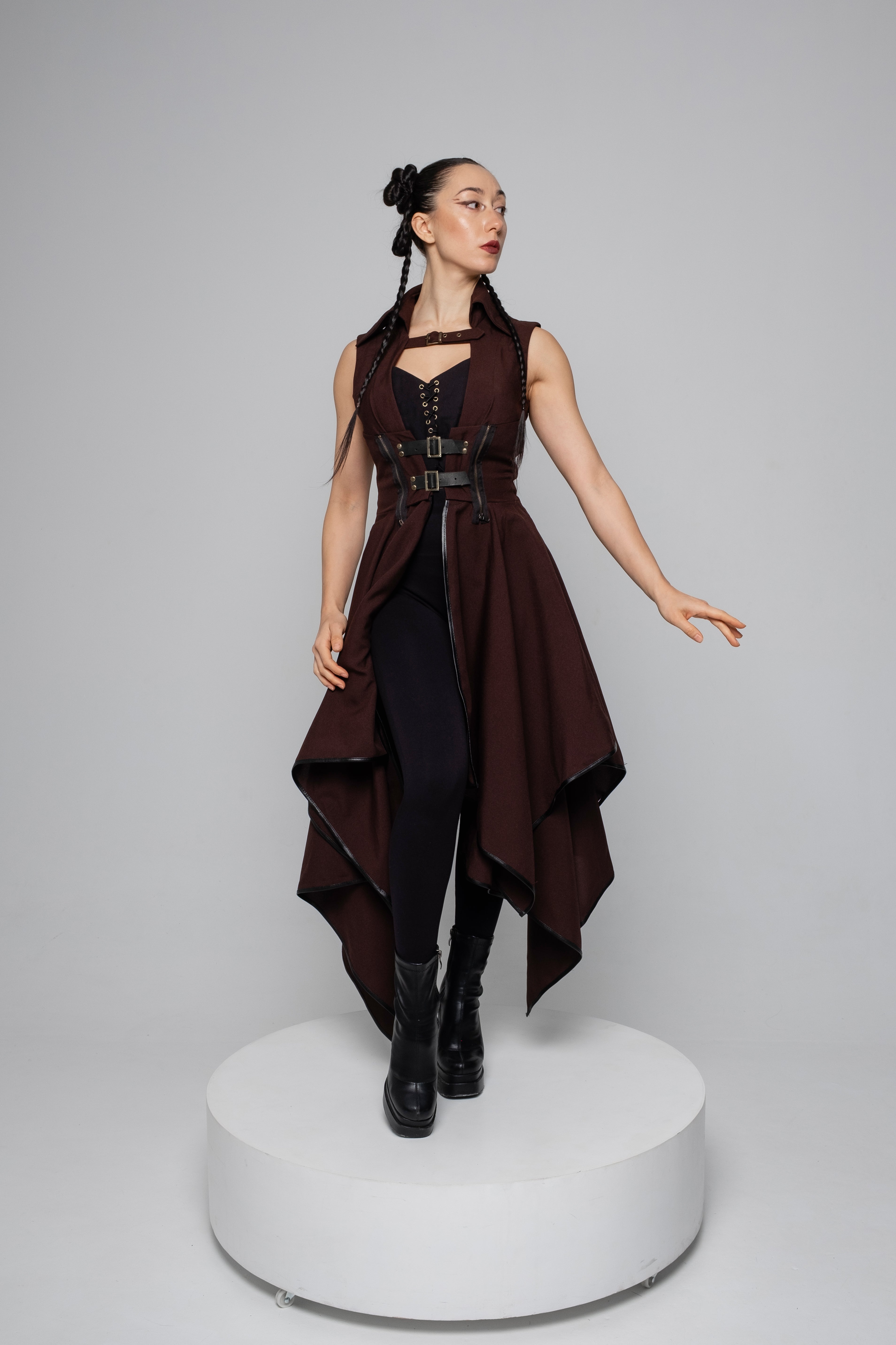 Steampunk Corset Dress with Detachable Sleeves – Fantasy Medieval Outfit in Multiple Colors