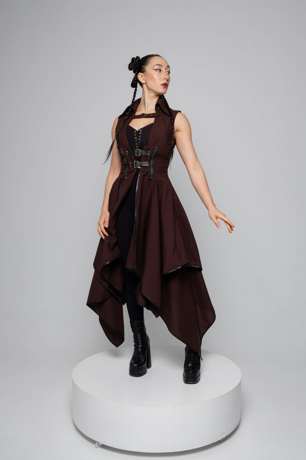Steampunk Corset Dress with Detachable Sleeves – Fantasy Medieval Outfit in Multiple Colors