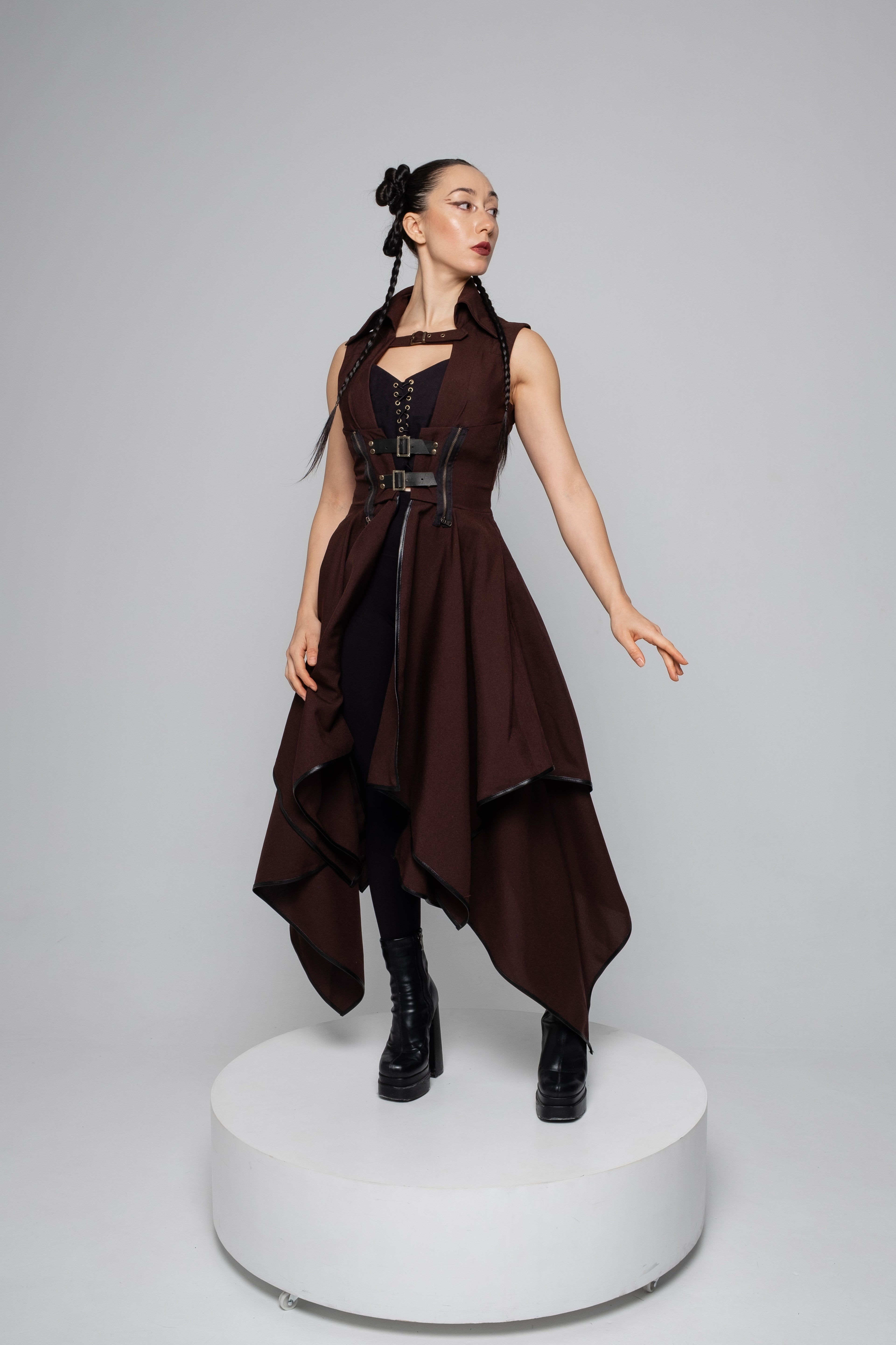 Steampunk Corset Dress with Detachable Sleeves – Fantasy Medieval Outfit in Multiple Colors