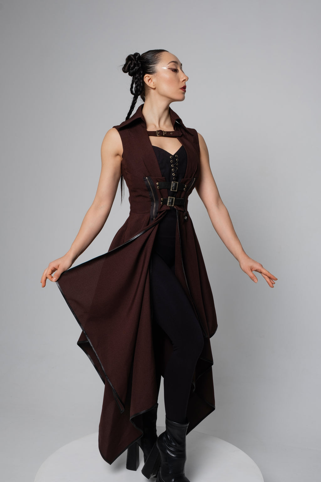 Steampunk Corset Dress with Detachable Sleeves – Fantasy Medieval Outfit in Multiple Colors