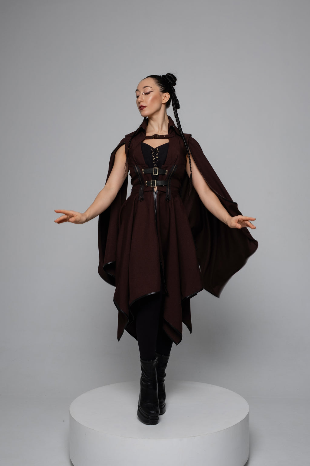 Steampunk Corset Dress with Detachable Sleeves – Fantasy Medieval Outfit in Multiple Colors