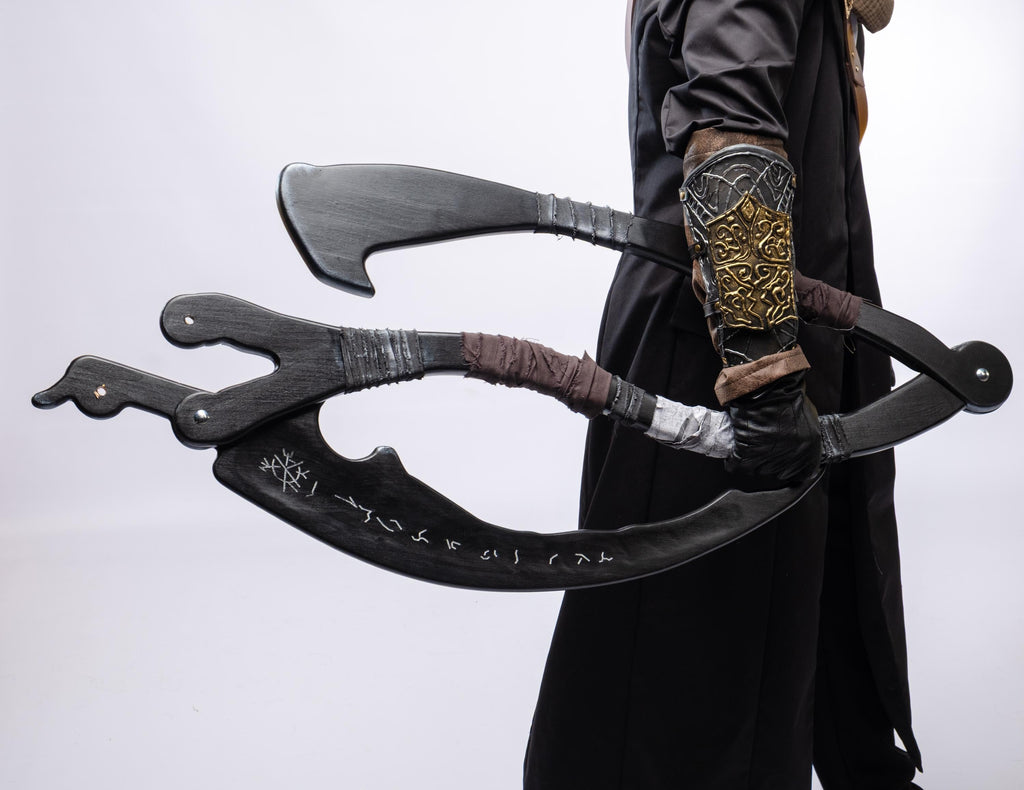 Dark Hunter’s Scythe –  Fantasy Handcrafted Crescent Prop, Wooden Gothic Staff, Inspired Collectible