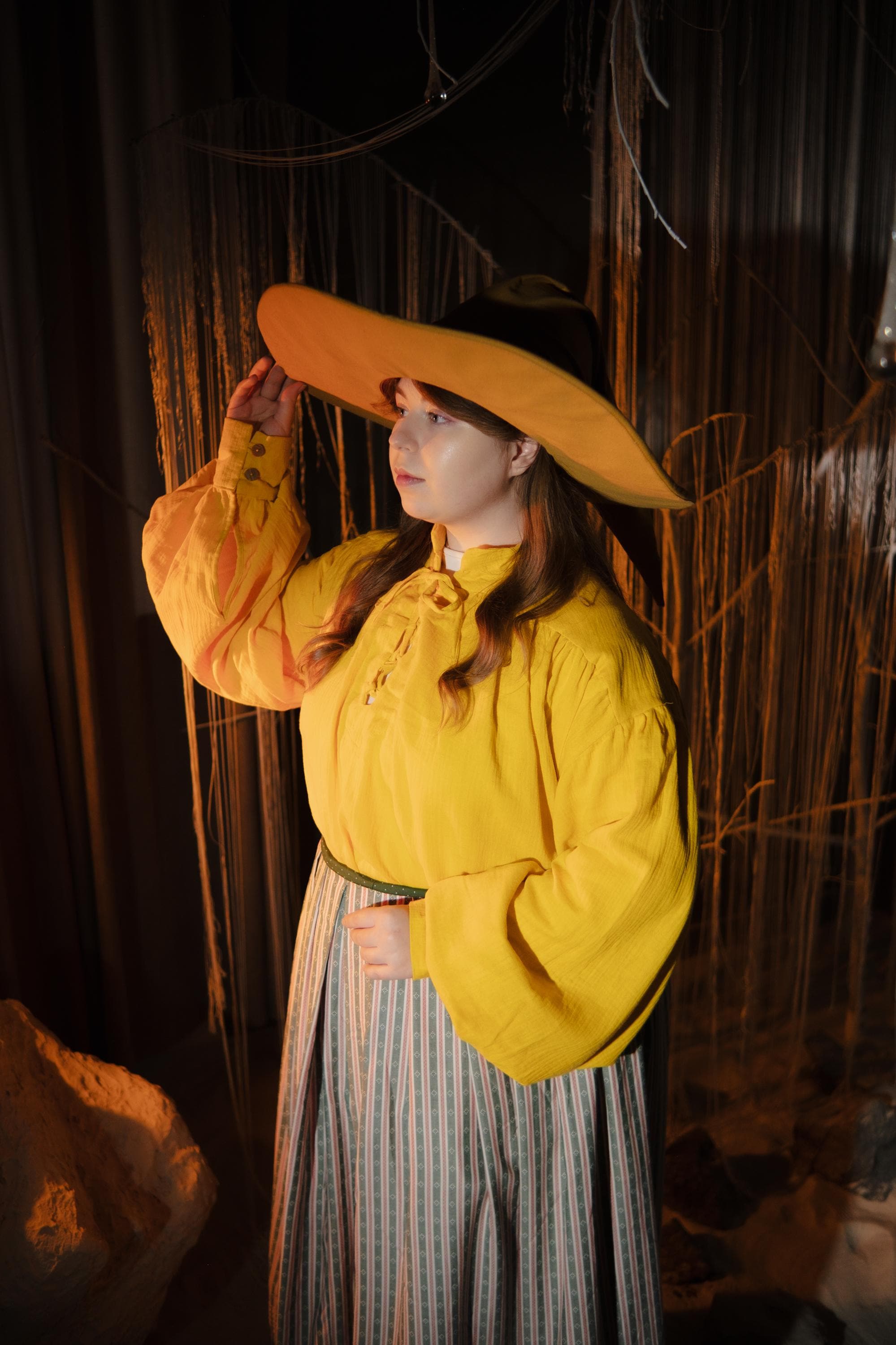 Golden Oak Wizard Hat – Medieval Renaissance, Elven Fantasy Costume, Handmade Magic Wizard Cosplay Accessory