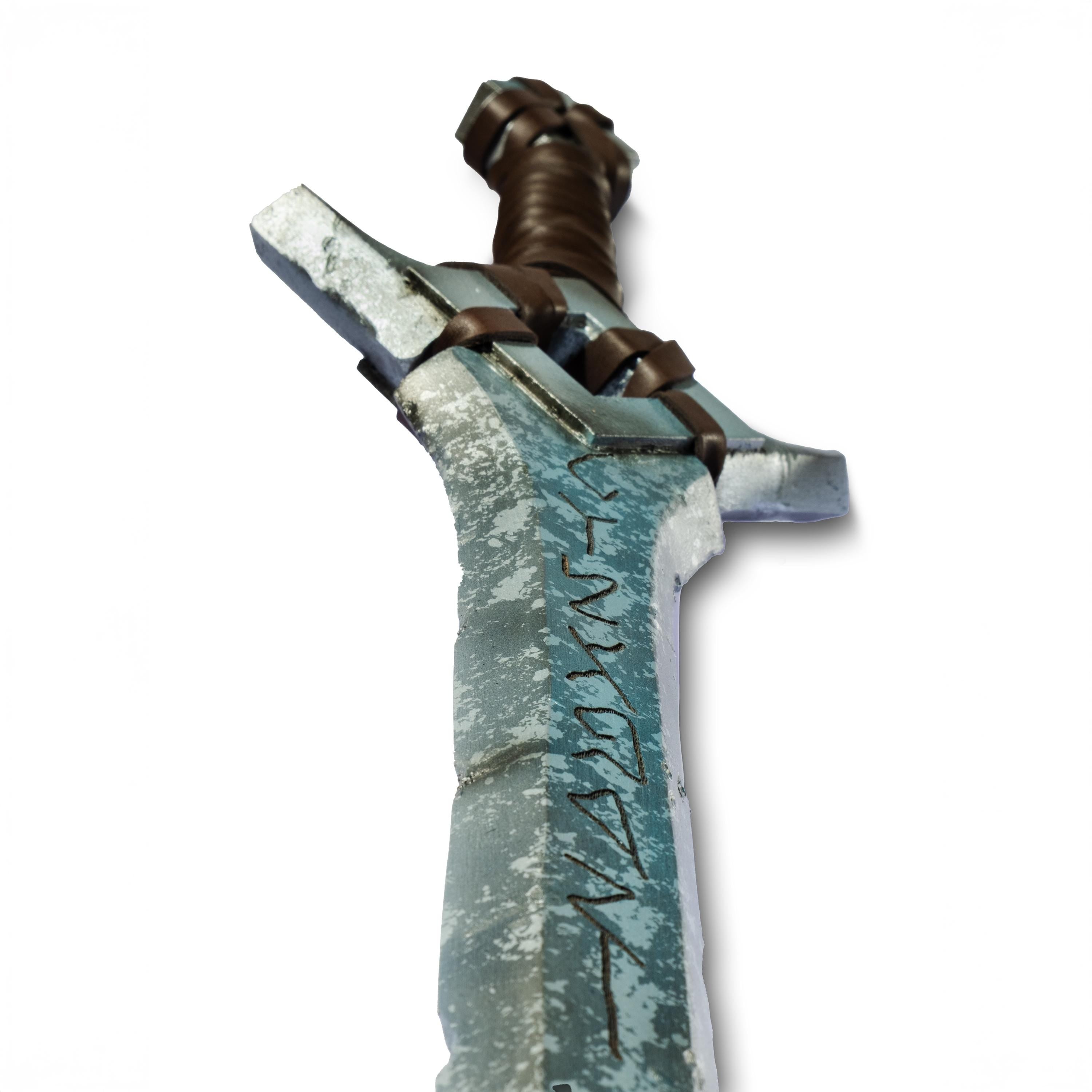 Runic Fantasy Sword – Handmade Wooden Blade with 3D Printed Details – Viking Warrior Prop – Cosplay, Norse mythology