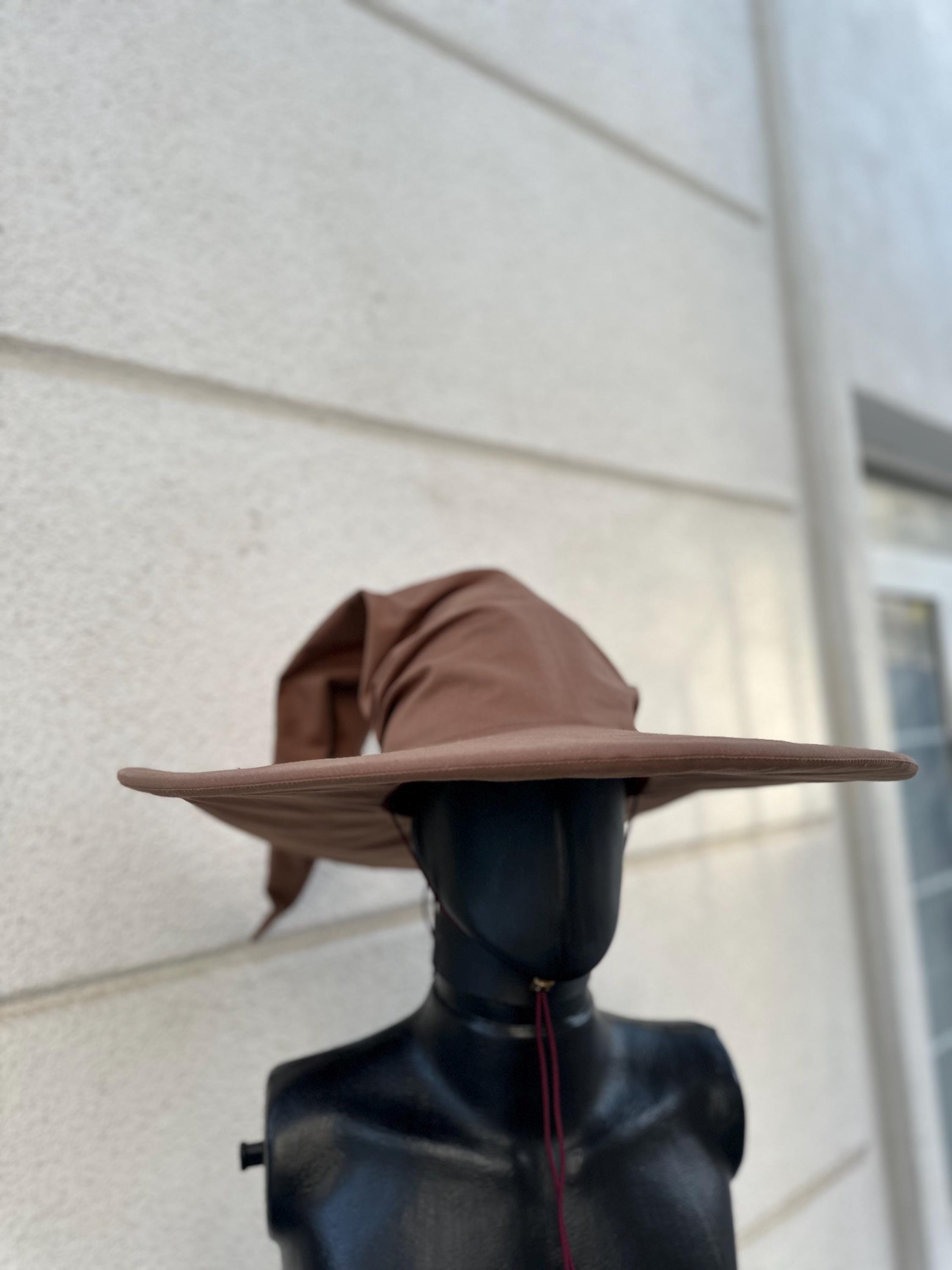 Cinnamon Wizard Hat – Handmade Brown Medieval Hat, Renaissance Fantasy Costume, Elven Cosplay Accessory, Custom Magic Pointed Hat