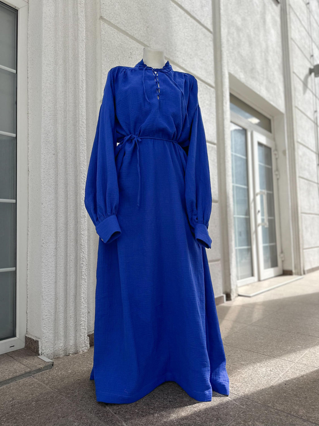 Royal Blue Medieval Tunic – Fantasy Linen Dress for Elf or Mage, Handmade Renaissance Gown, Blue Wizard Outfit