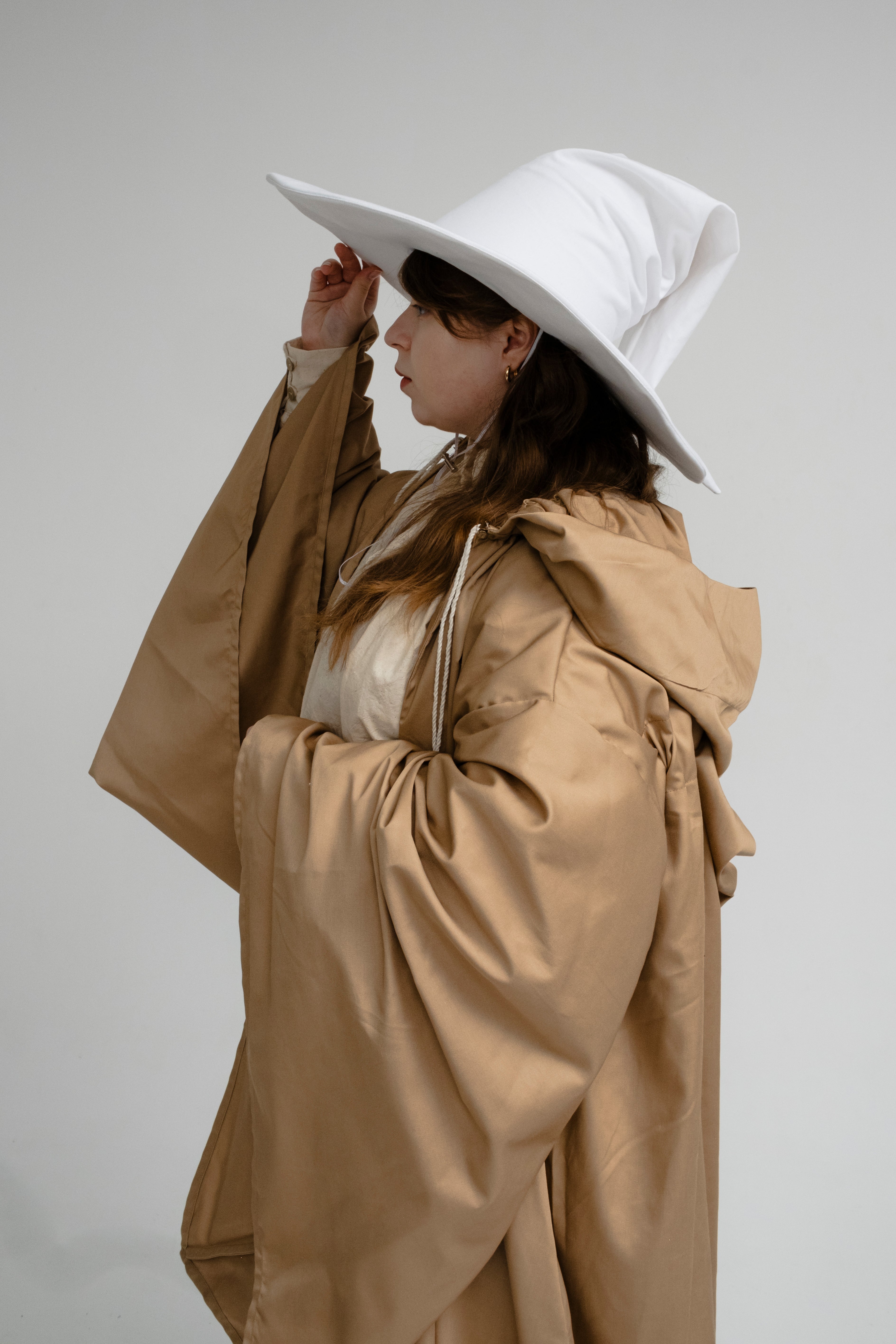 Handmade White Wizard Hat – Snowfall Medieval & Fantasy Cosplay Accessory