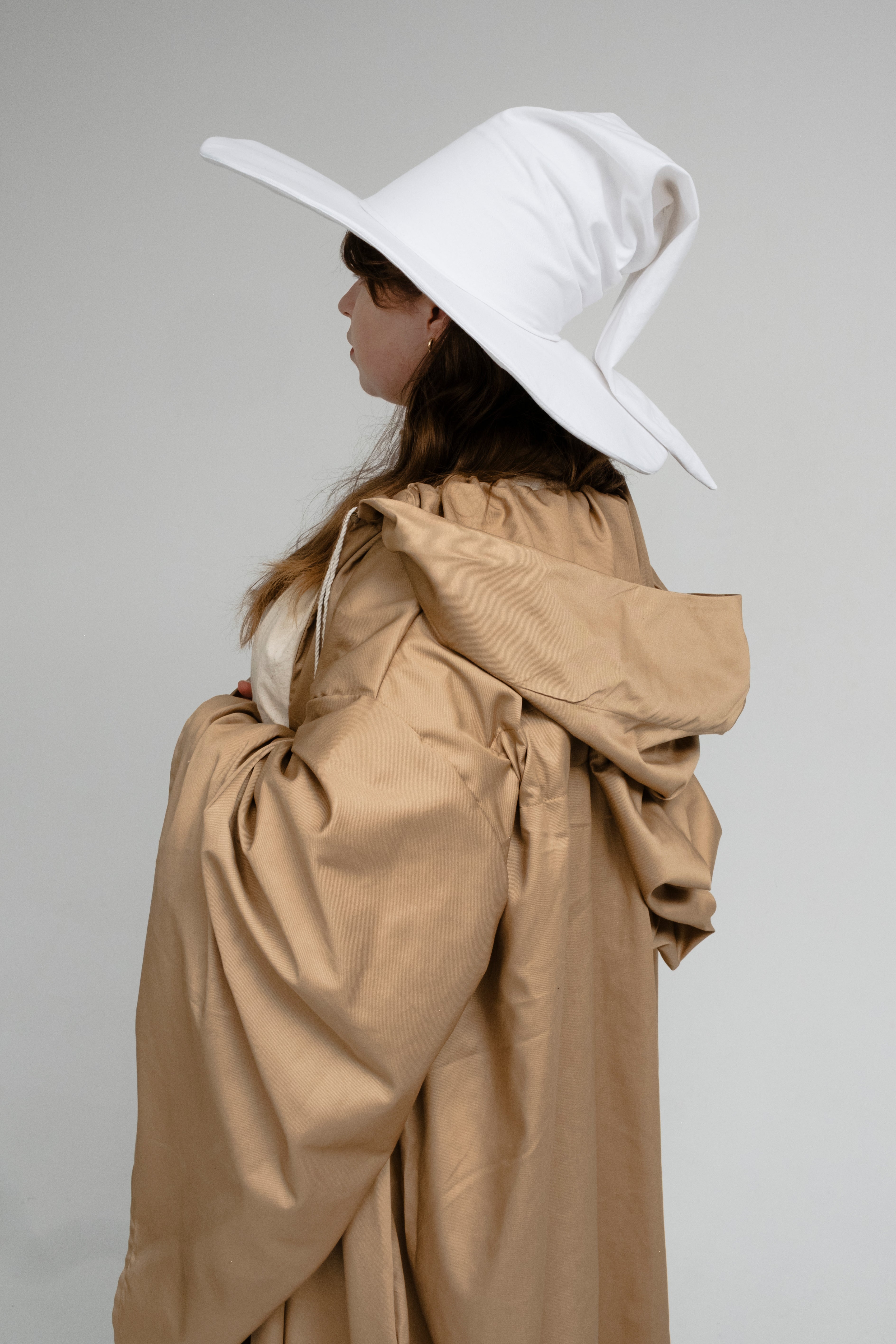 Handmade White Wizard Hat – Snowfall Medieval & Fantasy Cosplay Accessory