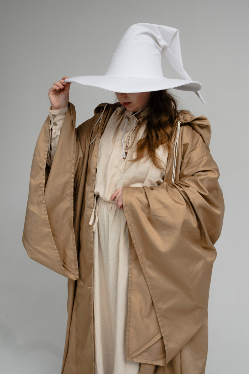 Linen Wizard Hats – Handmade Medieval Fantasy Pointed Hat, Natural Wizard Headwear
