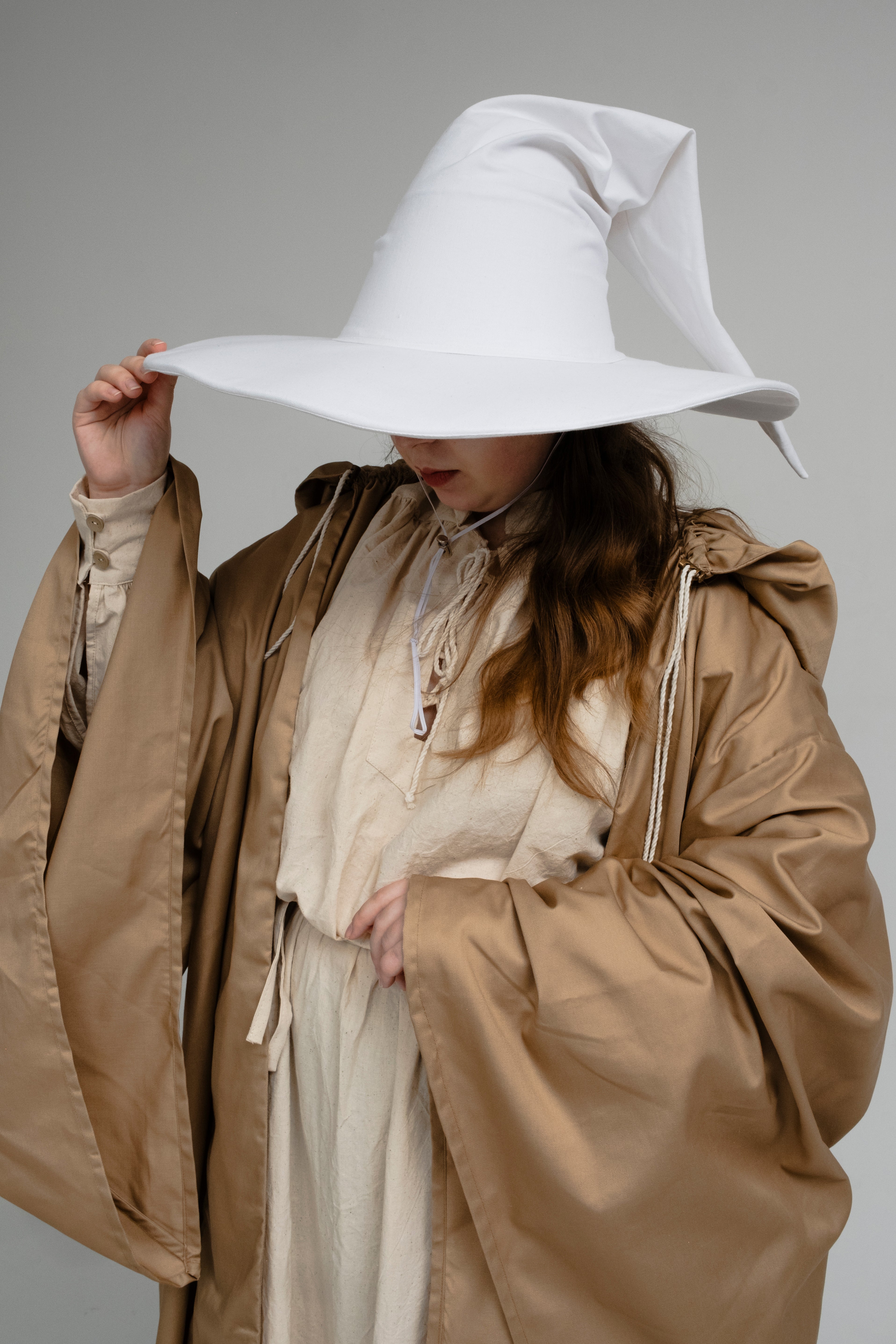 Handmade White Wizard Hat – Snowfall Medieval & Fantasy Cosplay Accessory