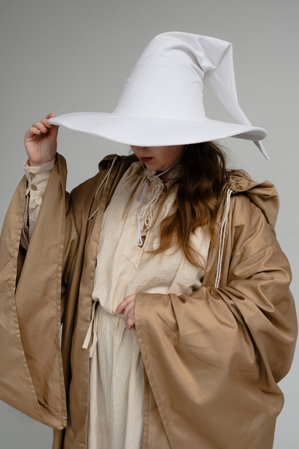 Handmade White Wizard Hat – Snowfall Medieval & Fantasy Cosplay Accessory