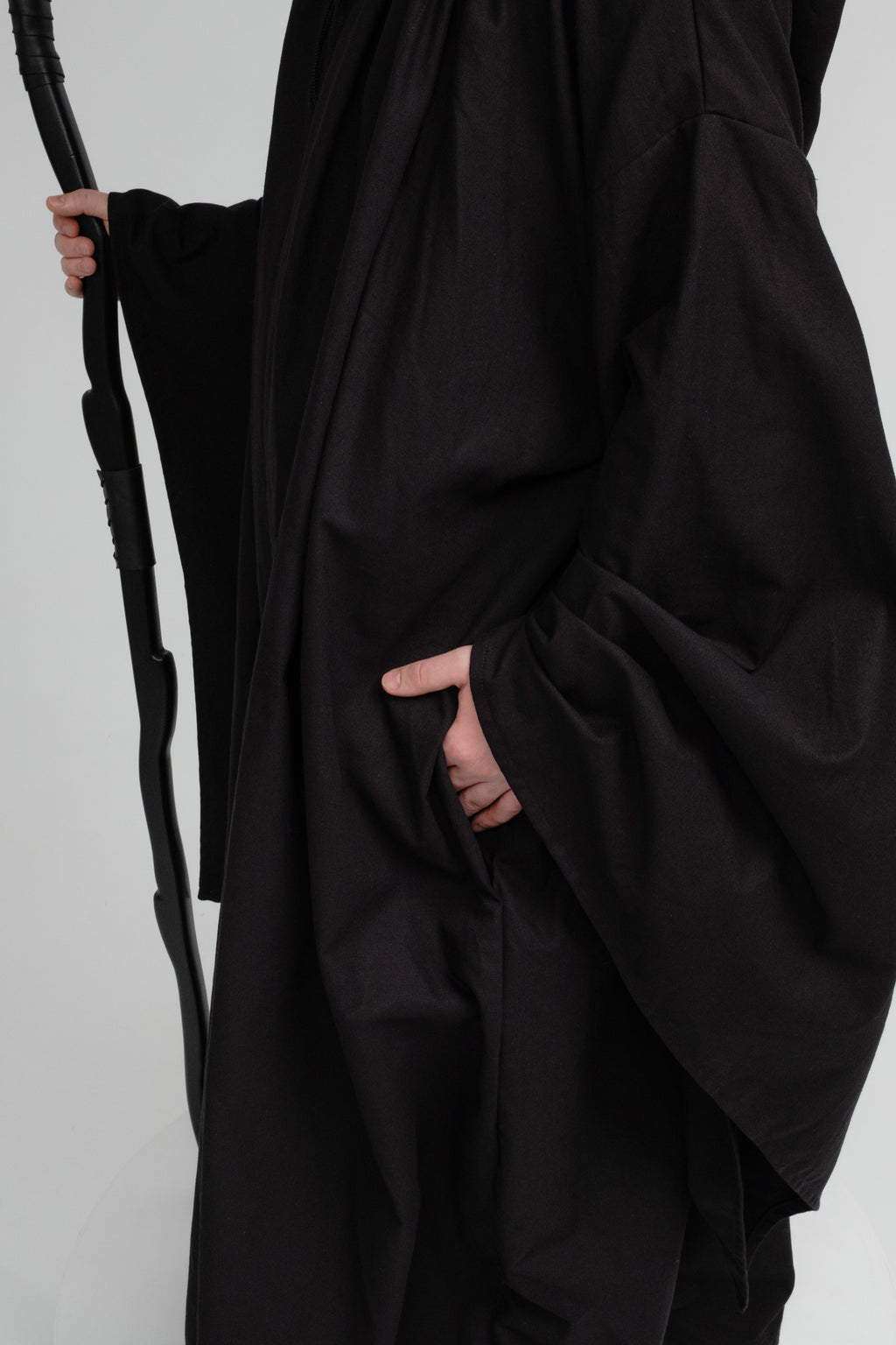 Handmade Raven Black Hooded Cloak – Dark Fantasy Wizard Cape