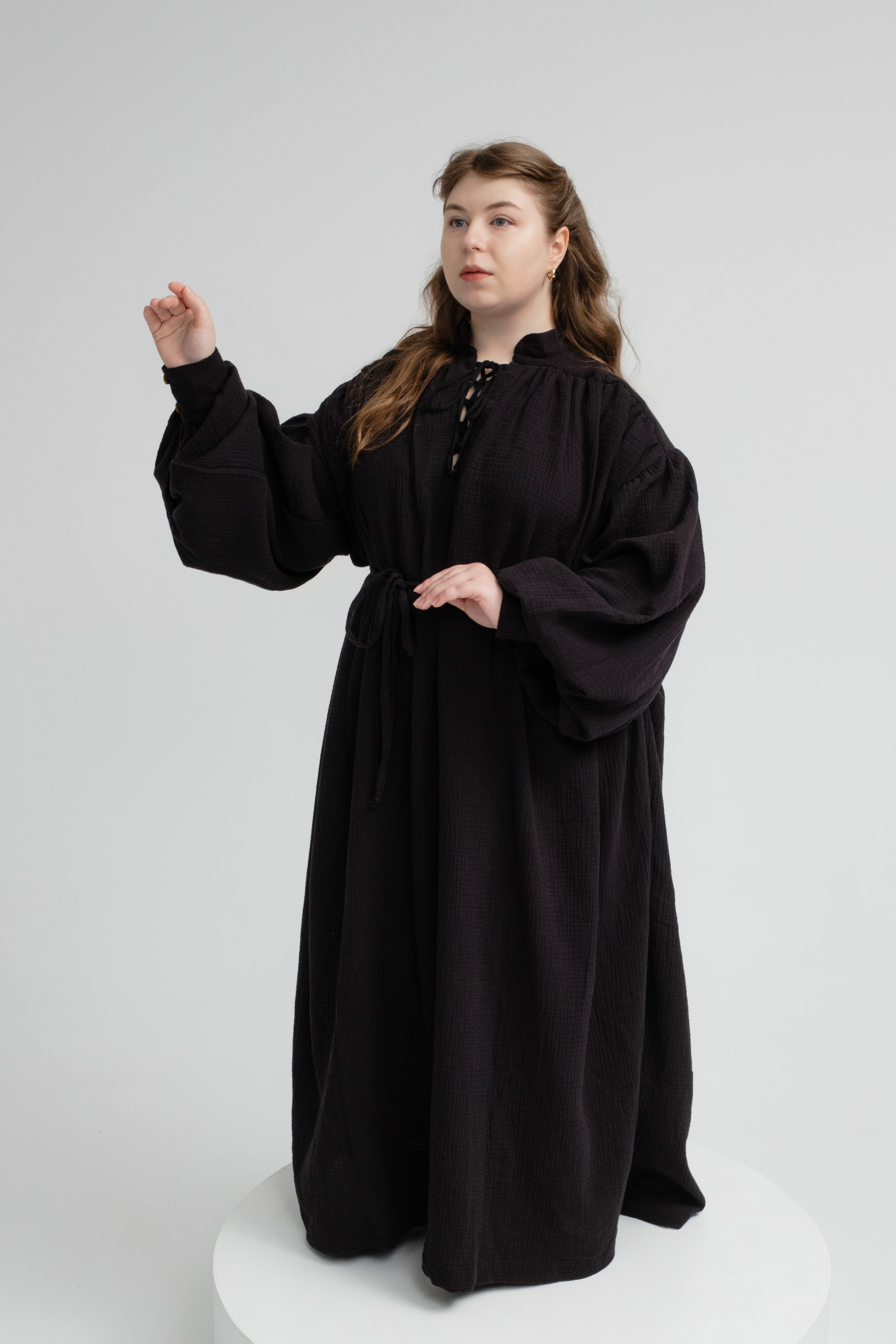 Handmade Raven Black Medieval Tunic – Gothic Fantasy Dress