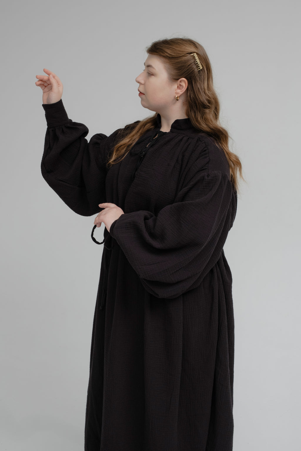 Handmade Raven Black Medieval Tunic – Gothic Fantasy Dress