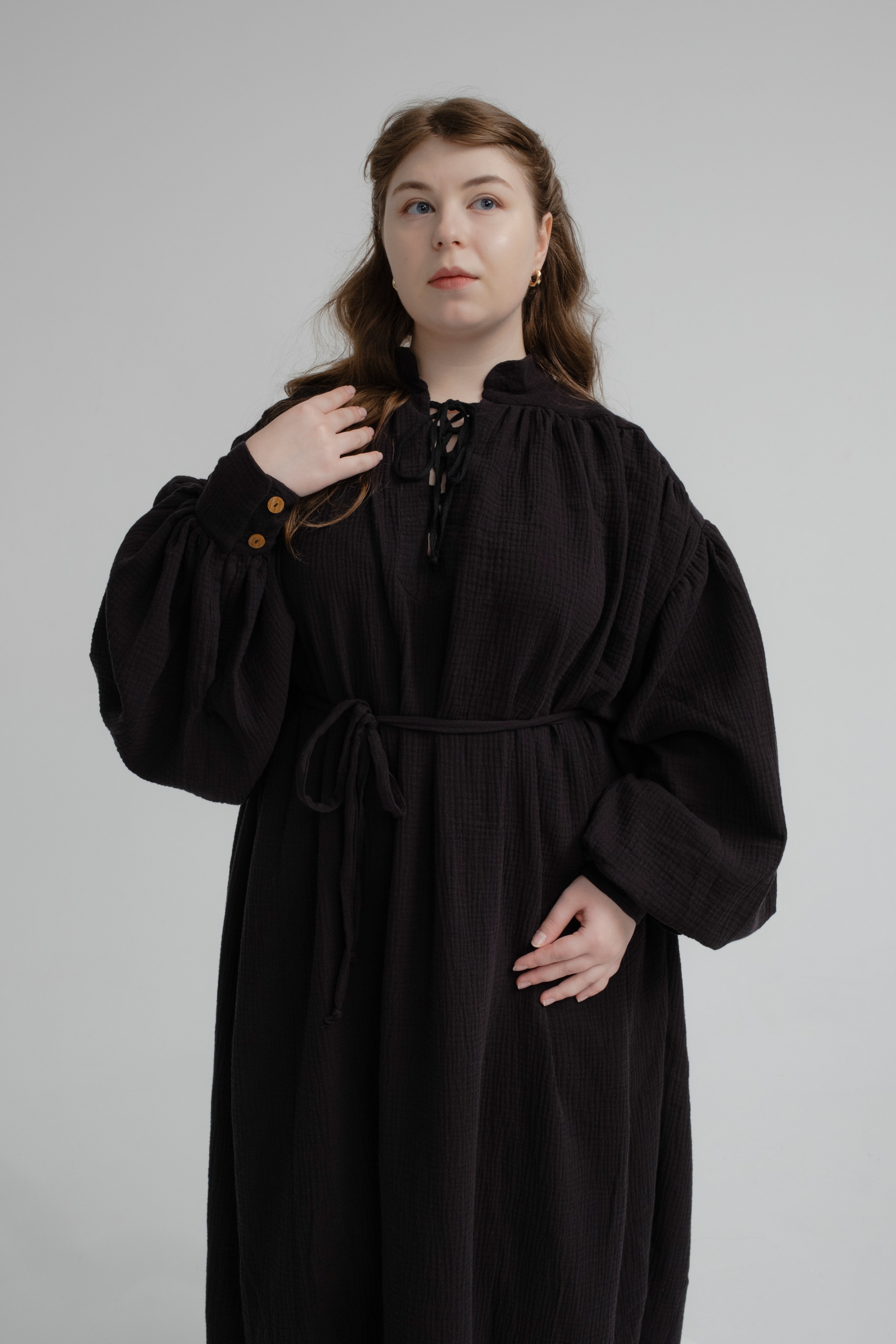 Handmade Raven Black Medieval Tunic – Gothic Fantasy Dress