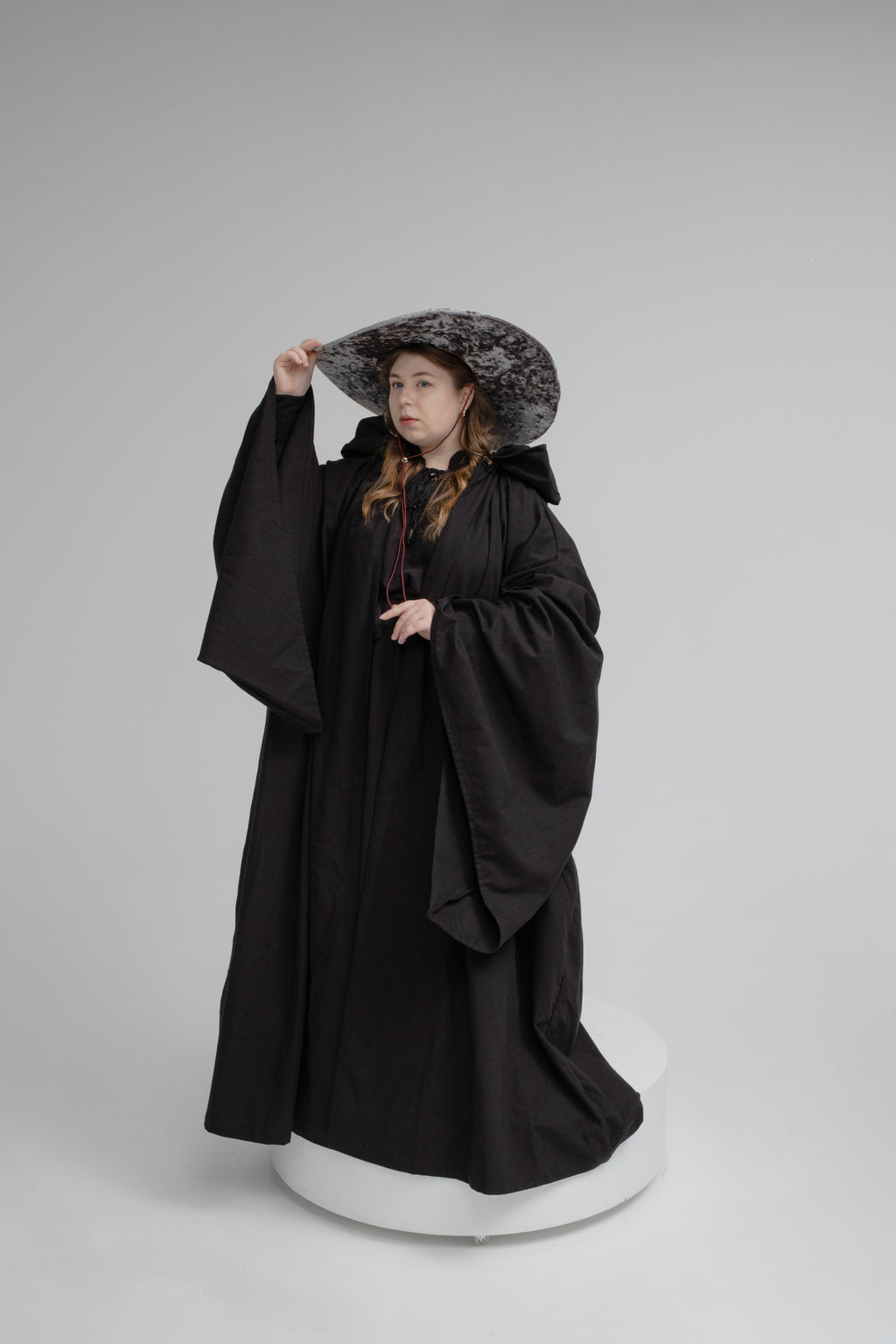 Handmade Gray Crushed Velvet Wizard Hat – Medieval Fantasy Cosplay