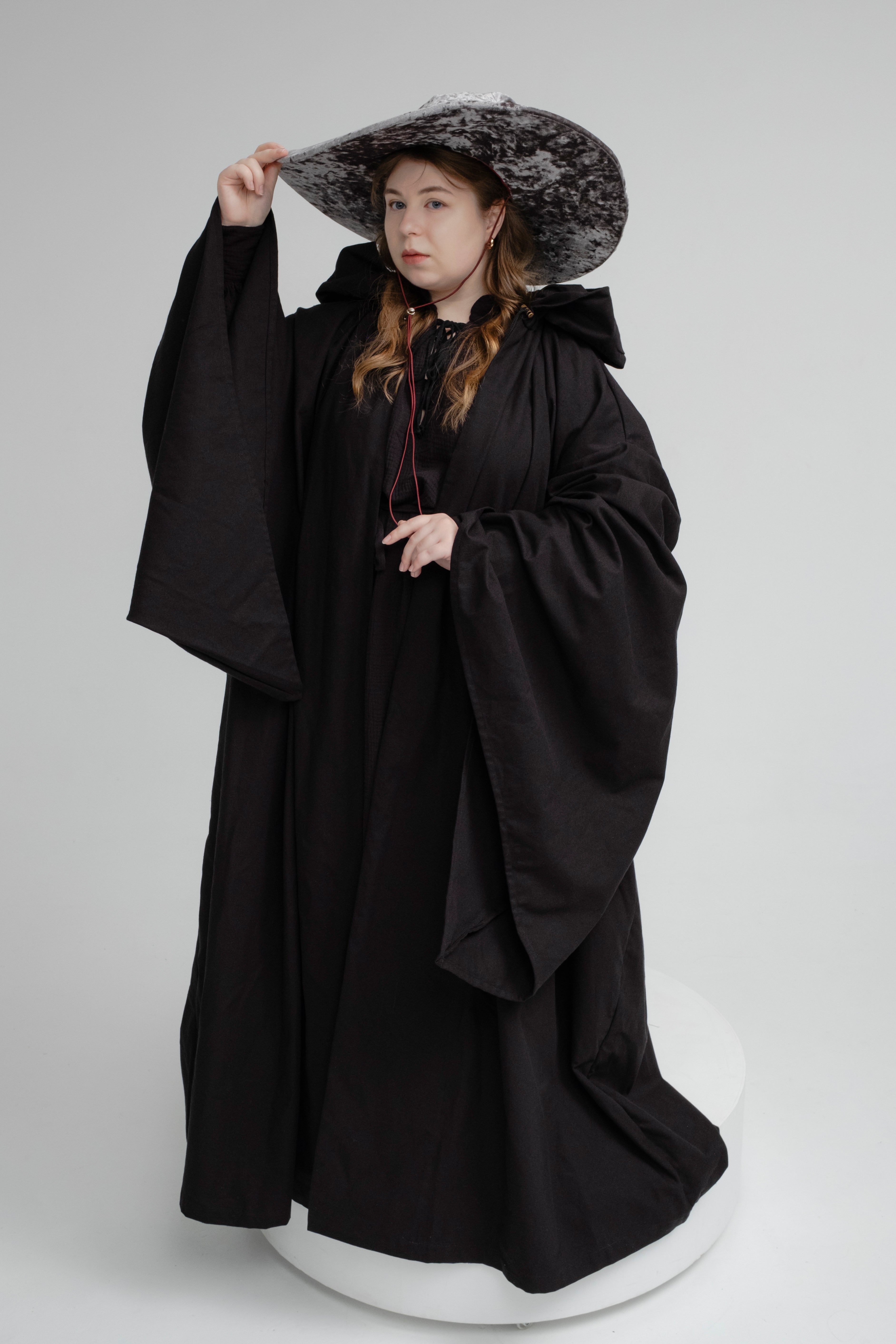 Handmade Gray Crushed Velvet Wizard Hat – Medieval Fantasy Cosplay