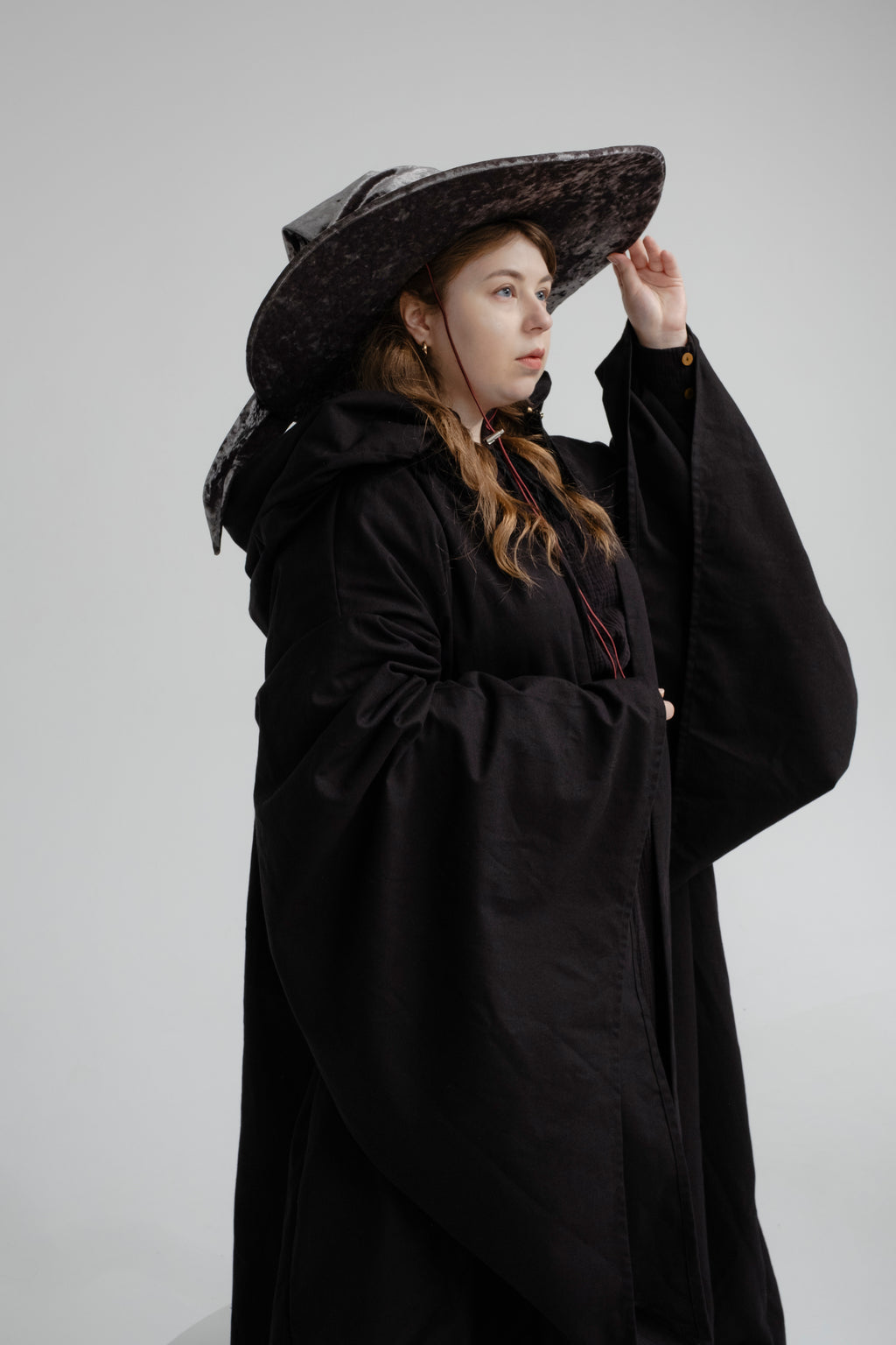 Handmade Gray Crushed Velvet Wizard Hat – Medieval Fantasy Cosplay