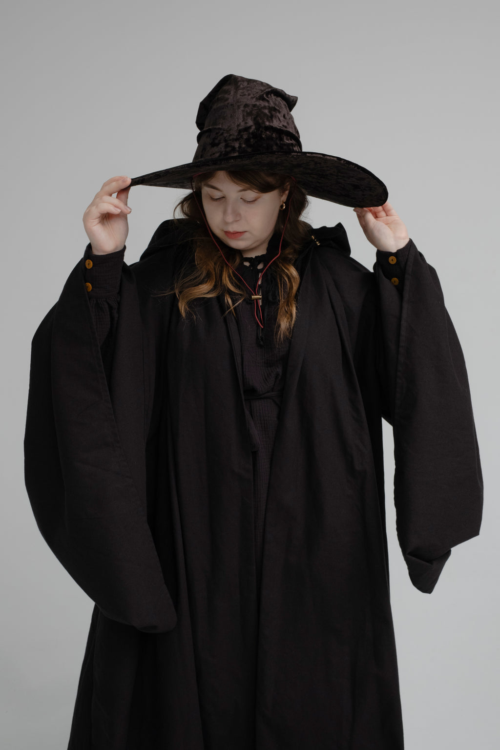 Black pointed wizard hat handmade dark fantasy