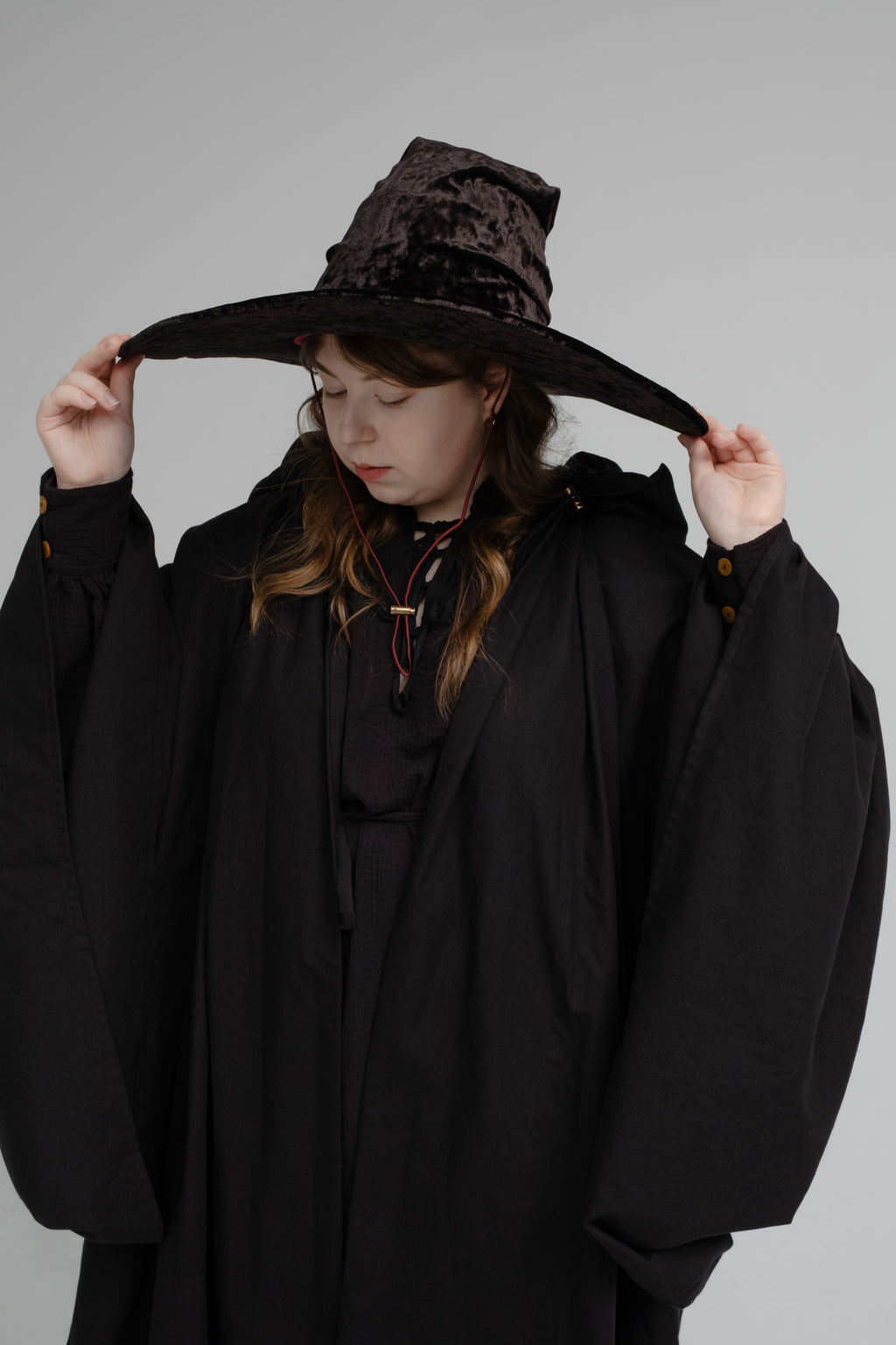 Black pointed wizard hat handmade dark fantasy