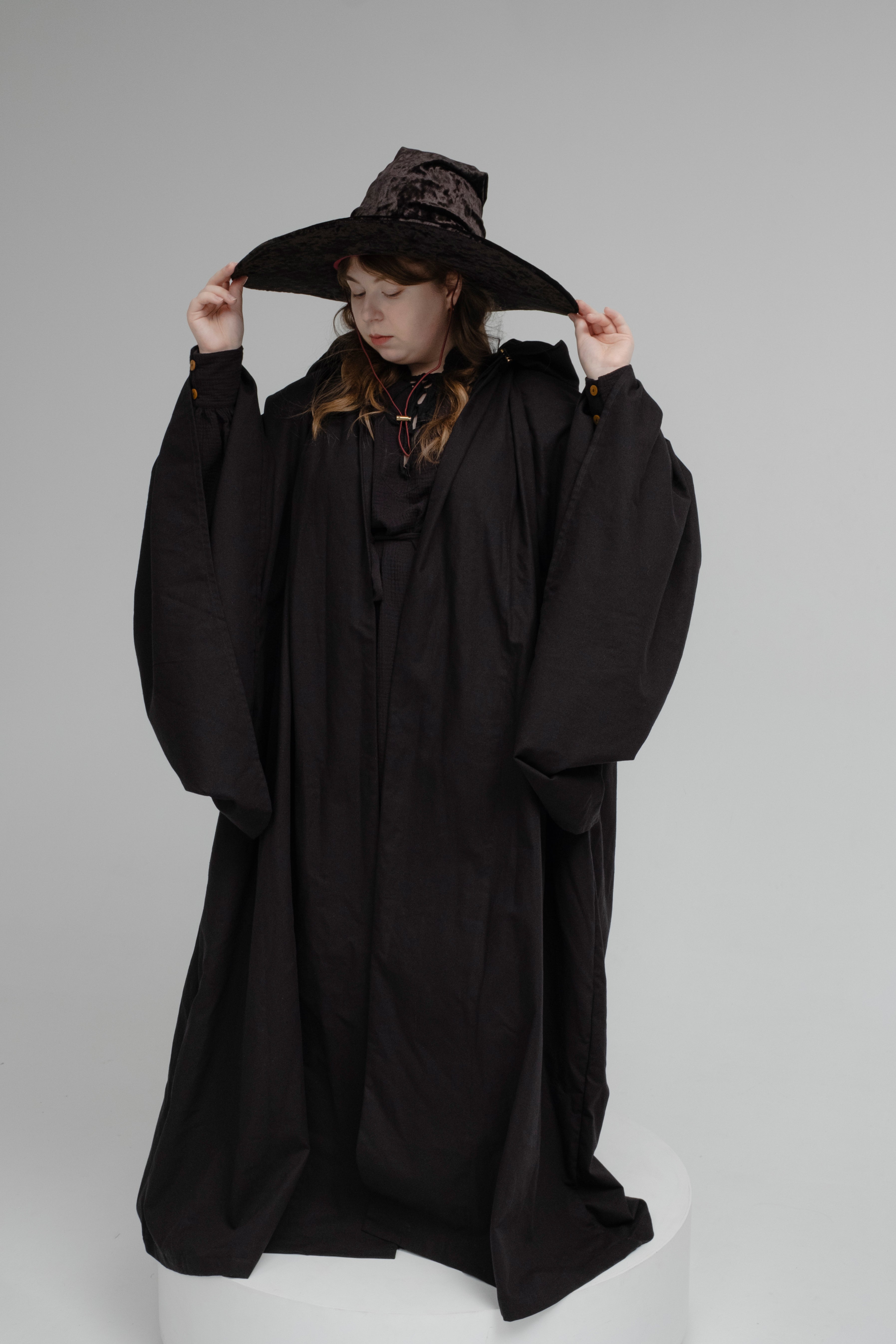 Black pointed wizard hat handmade dark fantasy