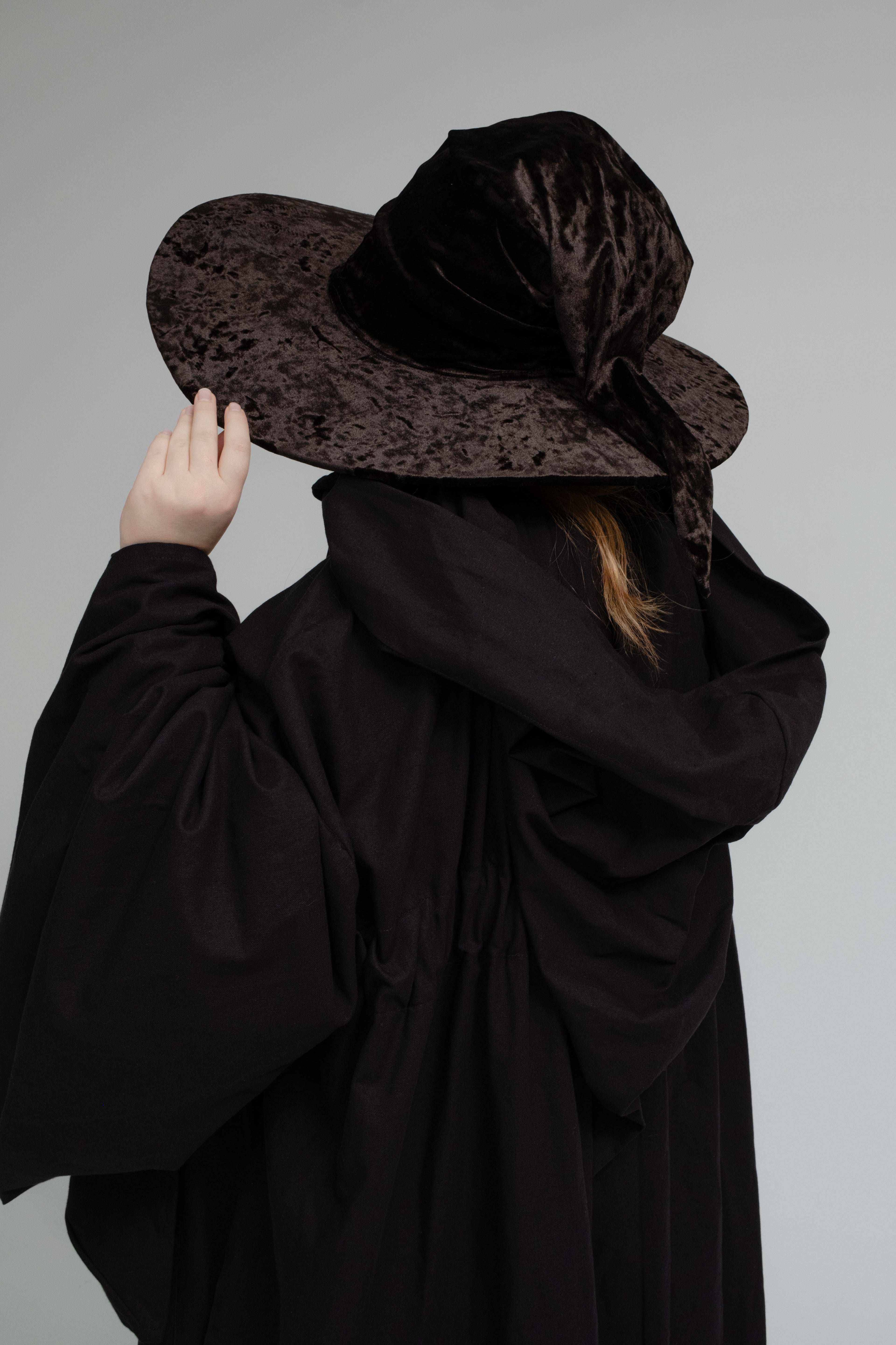 Black pointed wizard hat handmade dark fantasy