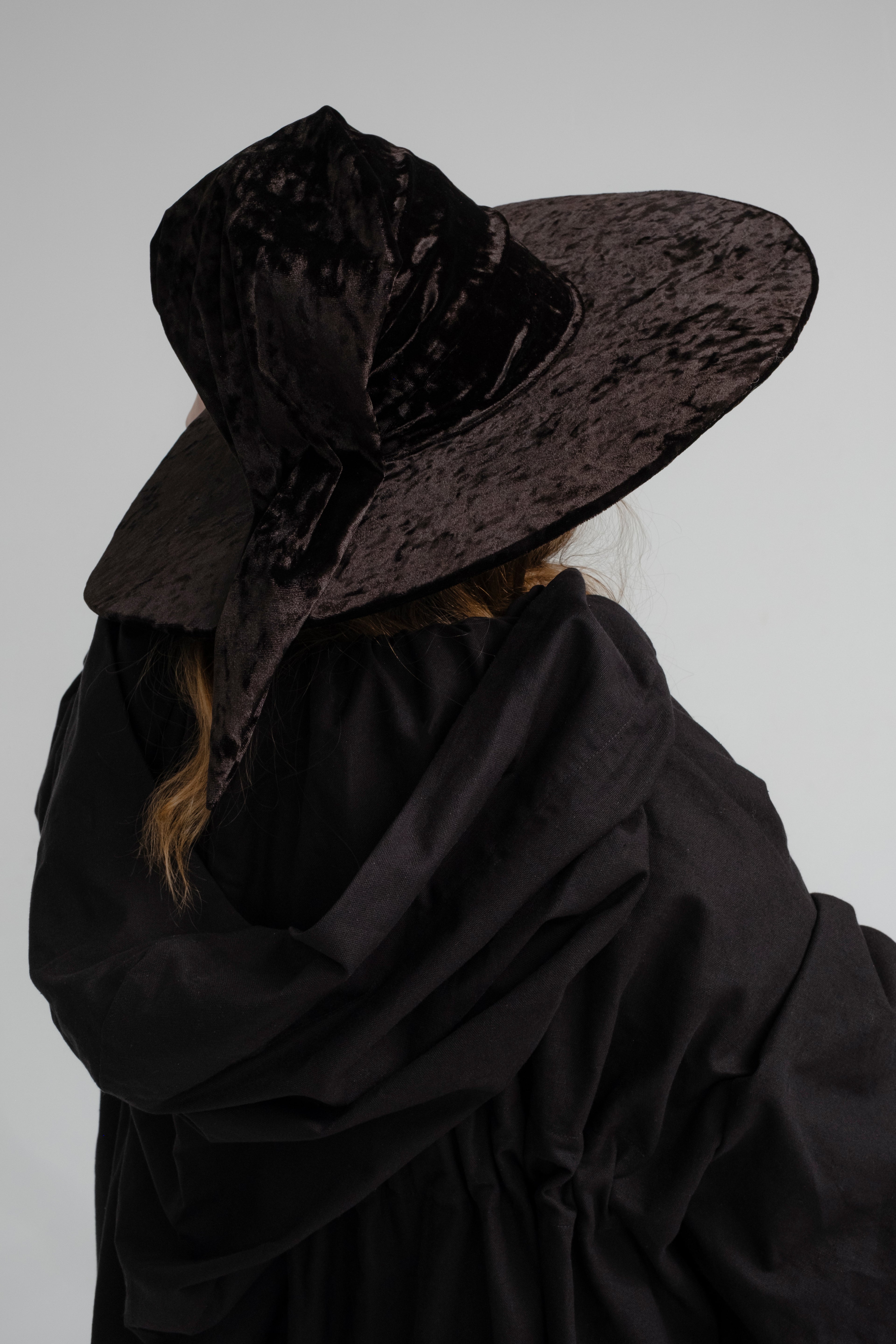 Black pointed wizard hat handmade dark fantasy