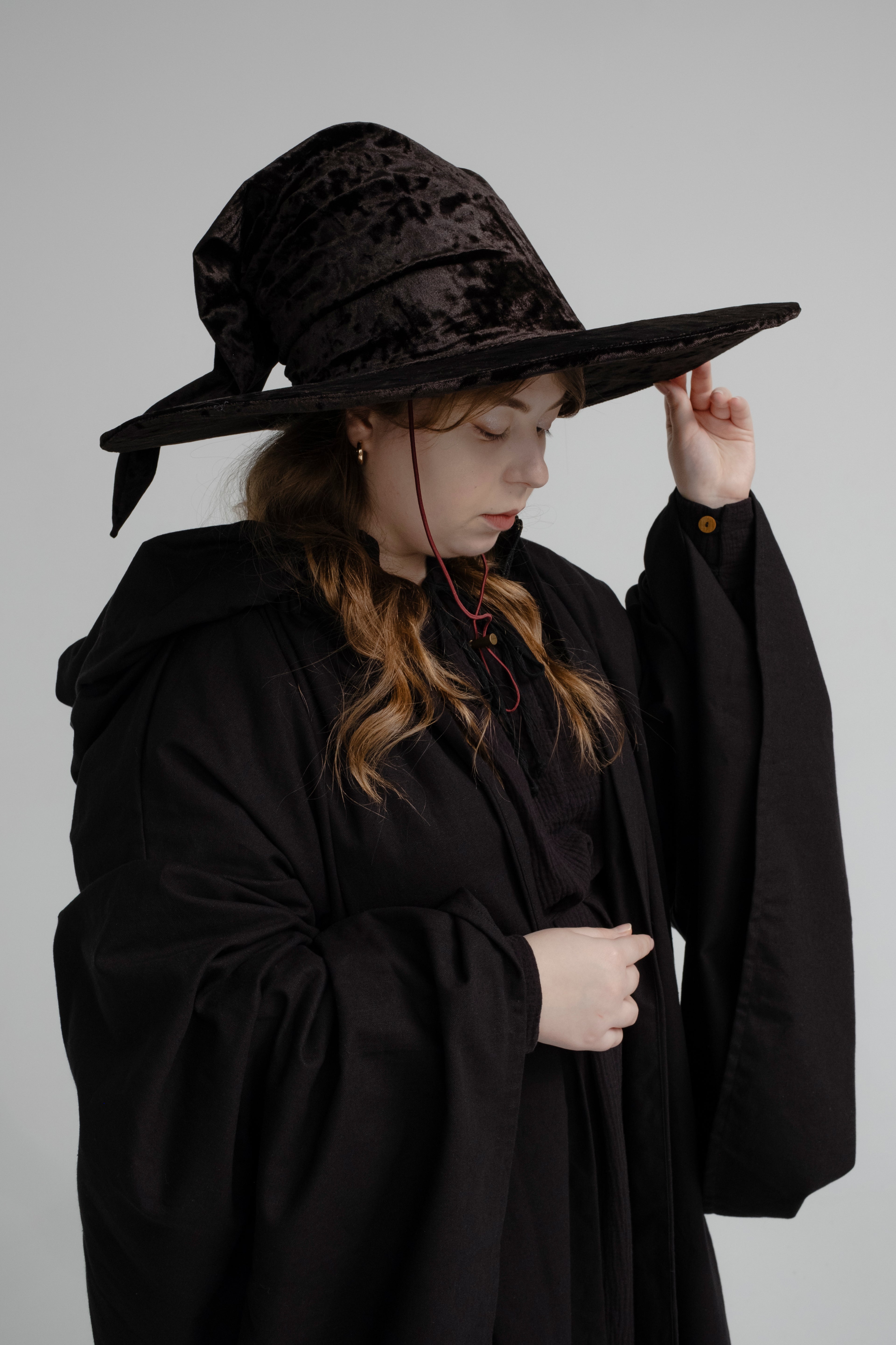 Black pointed wizard hat handmade dark fantasy