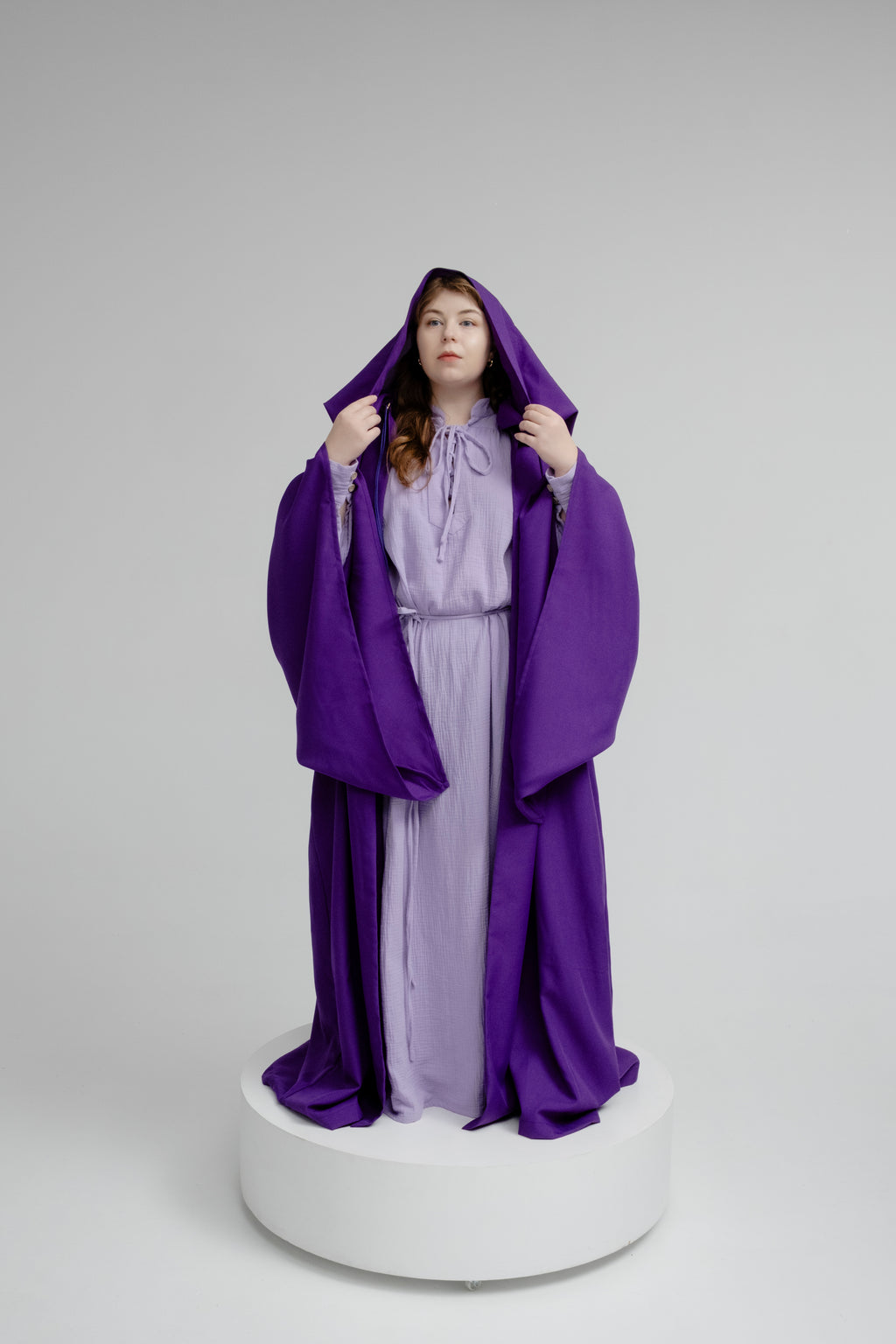 Violet Mist Cloak – Deep Purple Hooded Wizard Cape for Fantasy Cosplay
