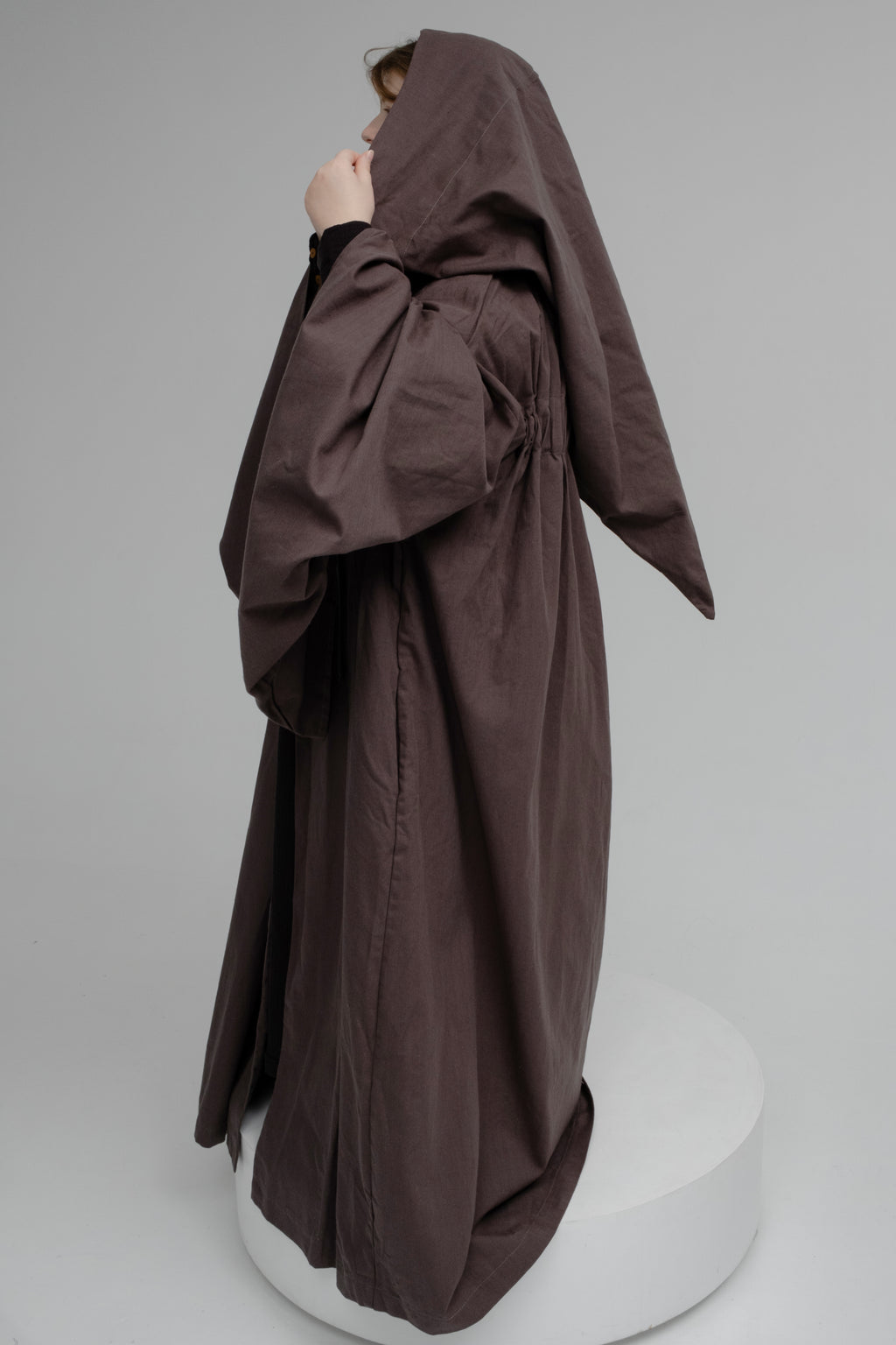 Ash Mocha Hooded Cloak – Gray Cappuccino Medieval Fantasy Cape