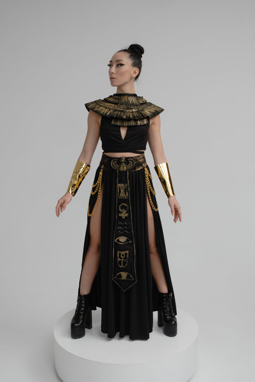 Gold sculpted collar and belt Egyptian serpent cosplay outfit
