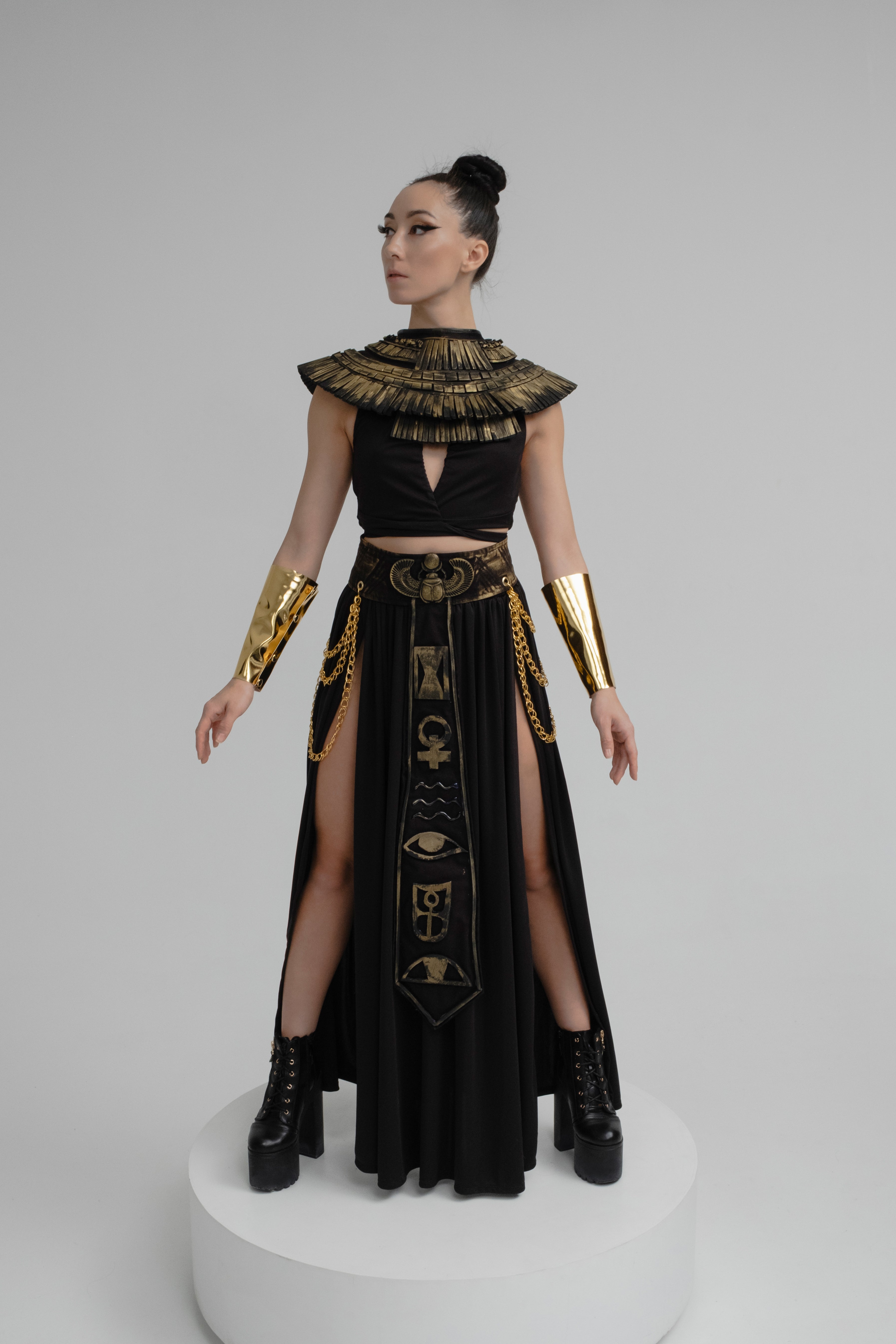 Gold sculpted collar and belt Egyptian serpent cosplay outfit