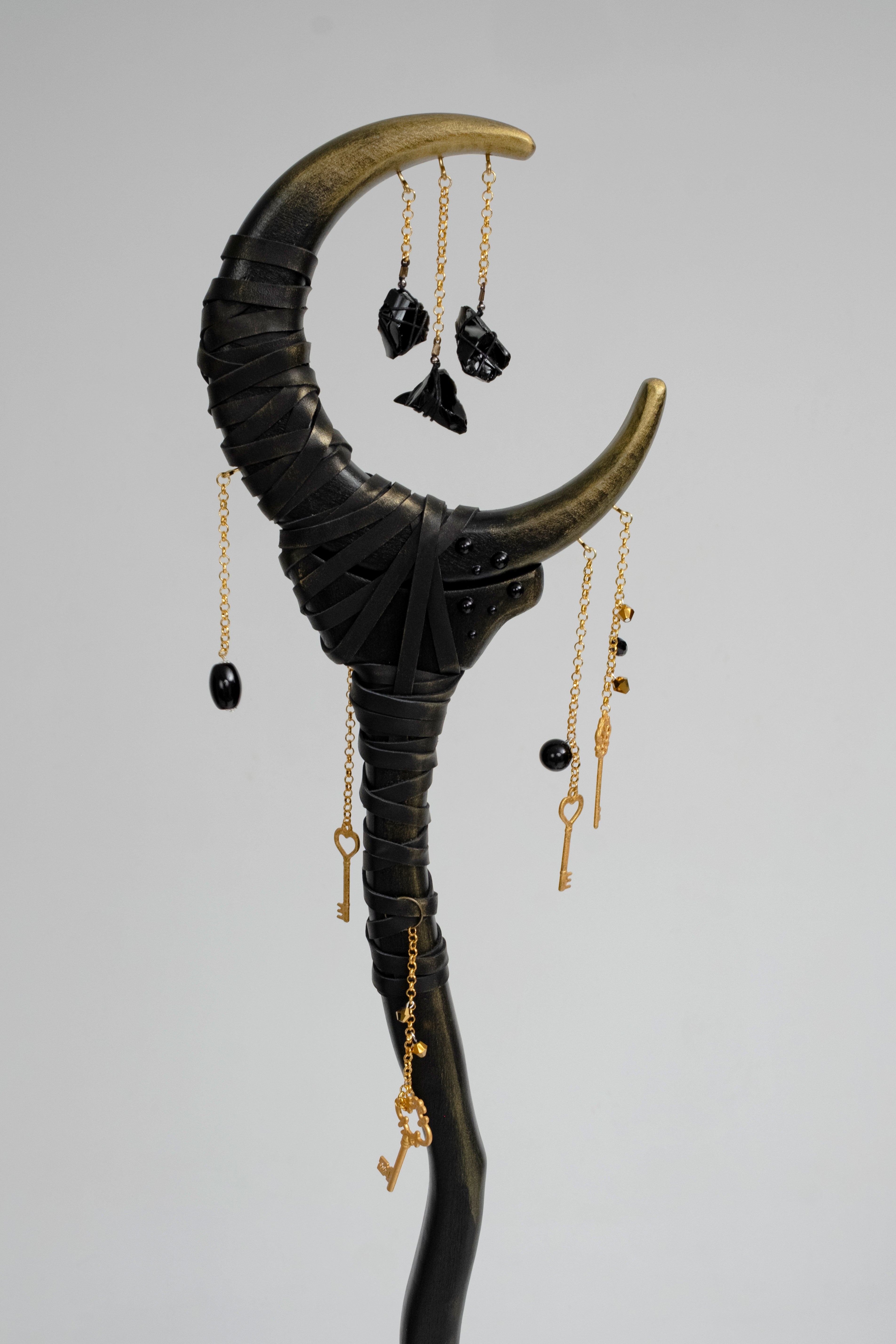 Crescent Moon Staff Hecate Goddess handcrafted wizard staff