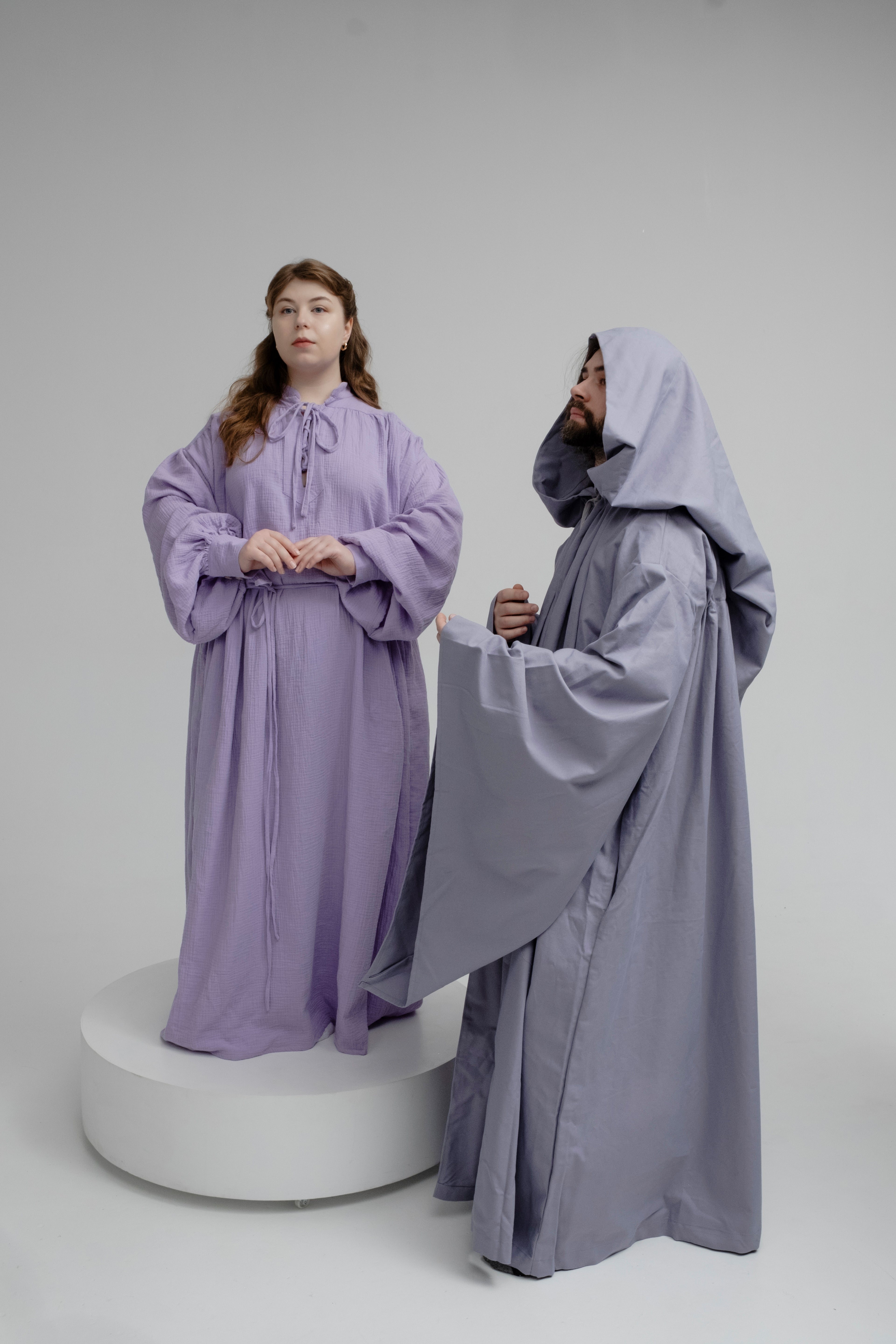 Lavender Layered Set – Linen Cloak and Muslin Tunic with Soft Mist Palette